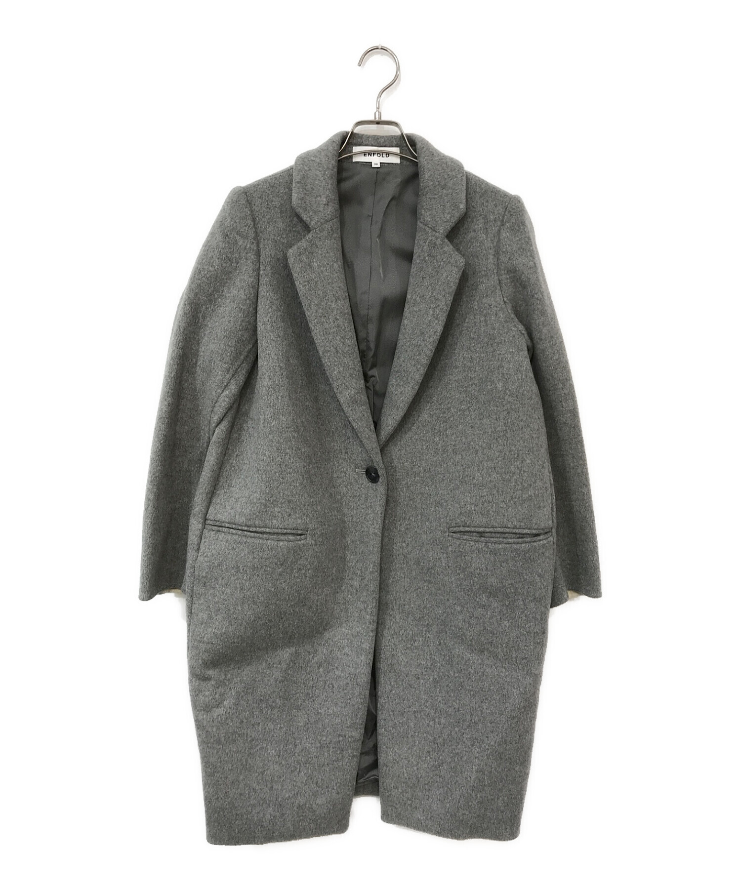 ENFOLD ウールリバーコート ブラック 36 チェスターコート ジャケット ENFOLD ウールリバーコート ブラック 36 チェスターコート ジャケット