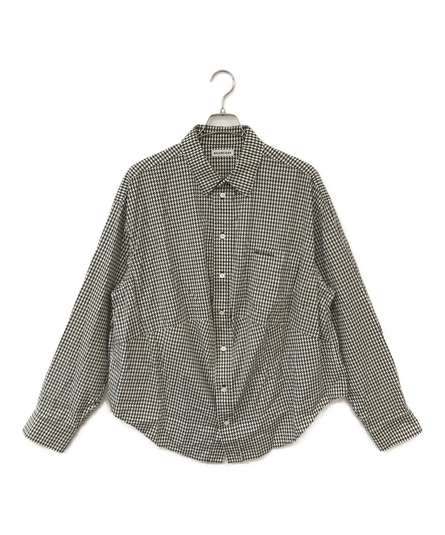 中古・古着通販】BALENCIAGA (バレンシアガ) 千鳥格子柄ロゴ刺繍シャツ 