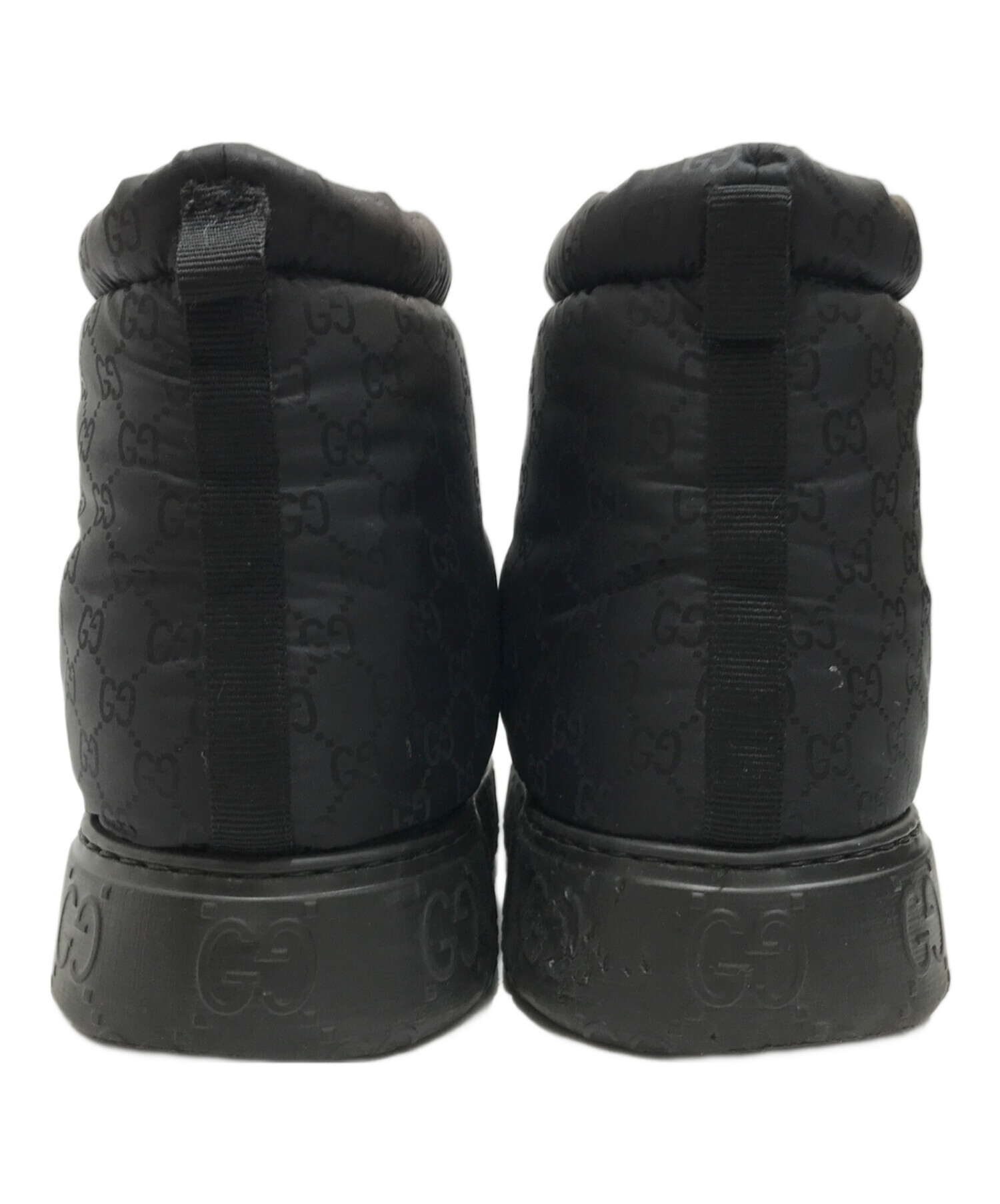 中古・古着通販】GUCCI (グッチ) GG柄ブーツ ブラック サイズ:9