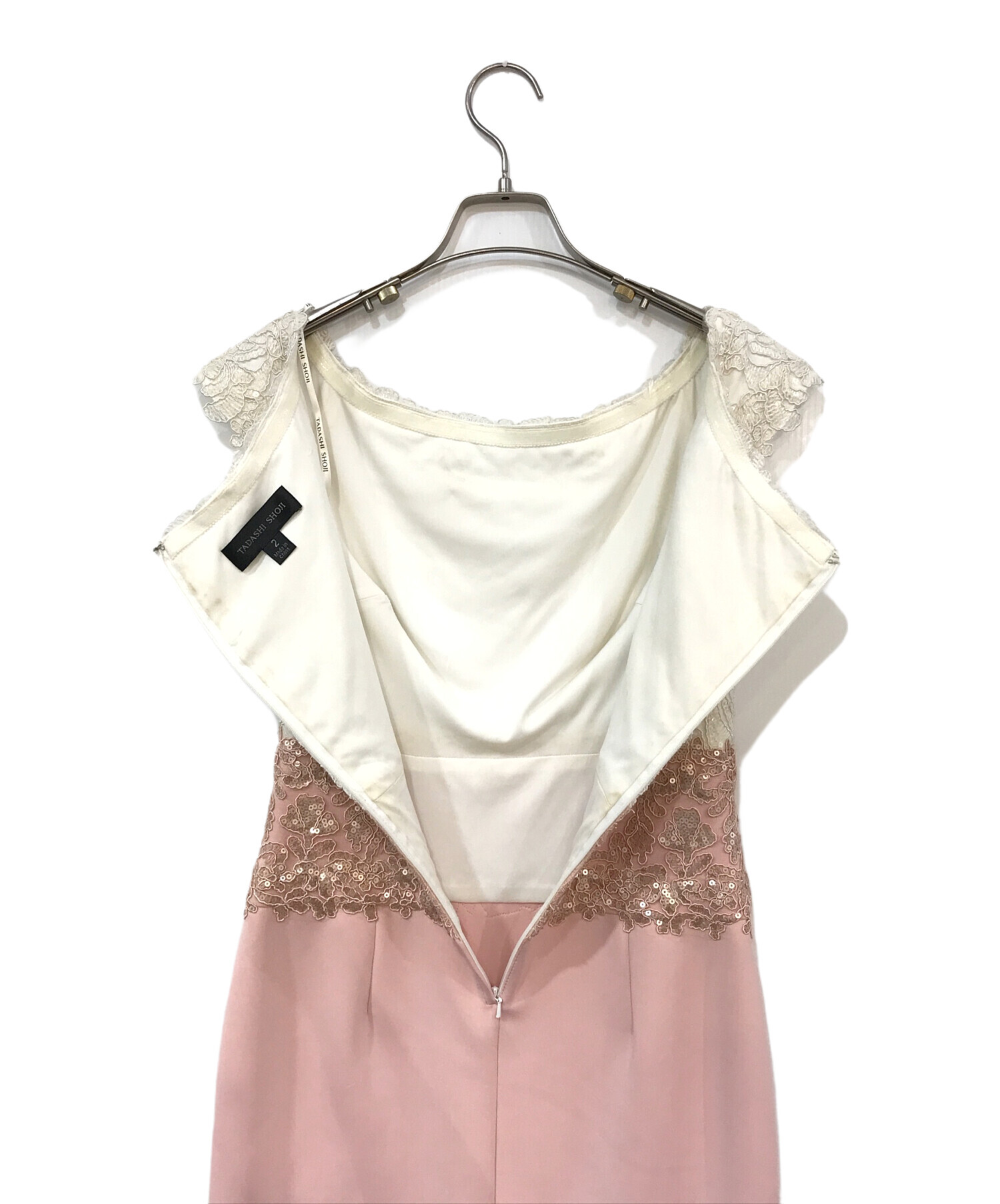 未使用　TADASHI SHOJI 　サイズ2 レース刺繍 ドレス　ワンピース 中古・古着通販】TADASHI SHOJI (タダシ ショージ) バイカラー