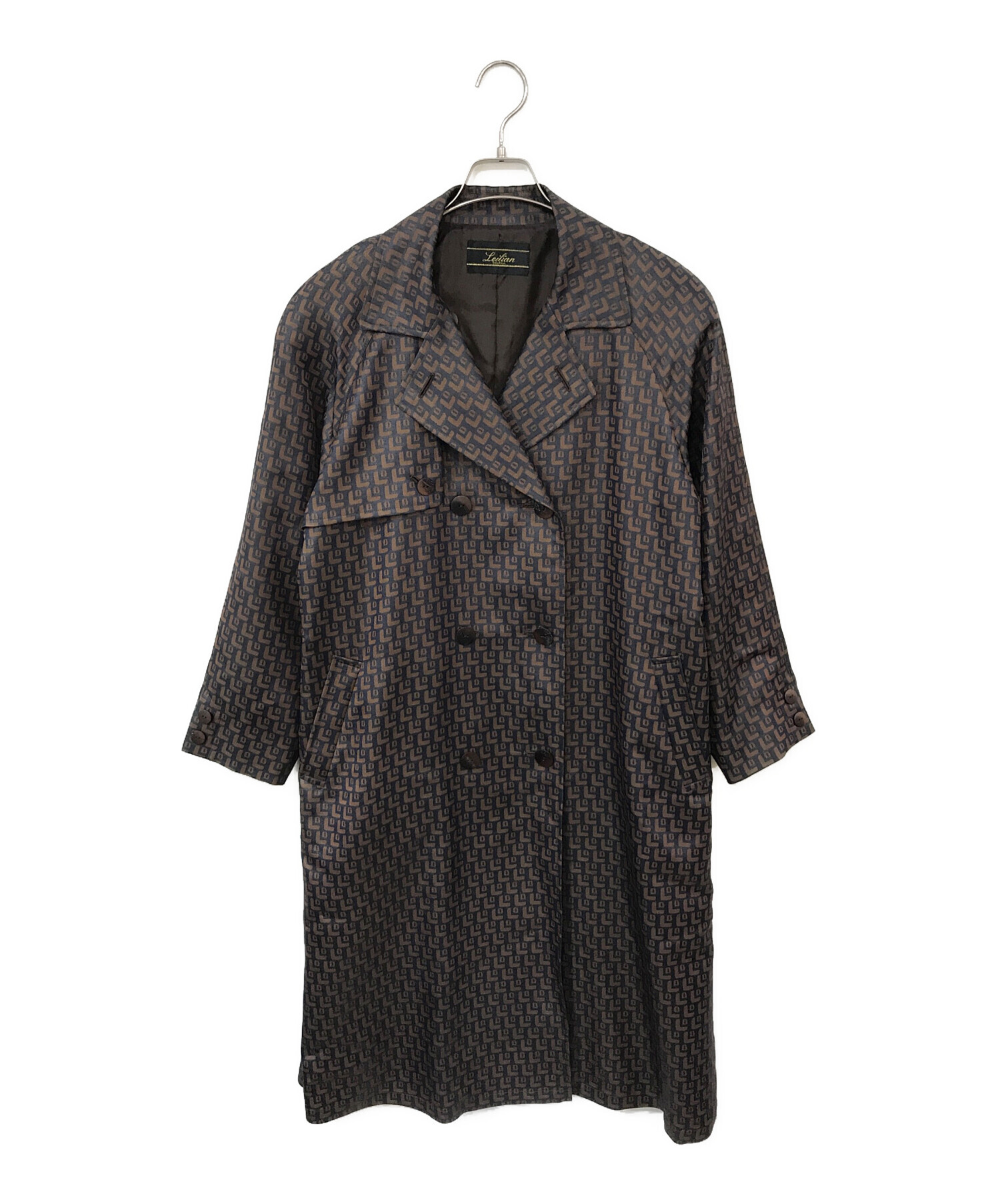 中古・古着通販】LEILIAN (レリアン) 総柄ダブルコート ブラウン