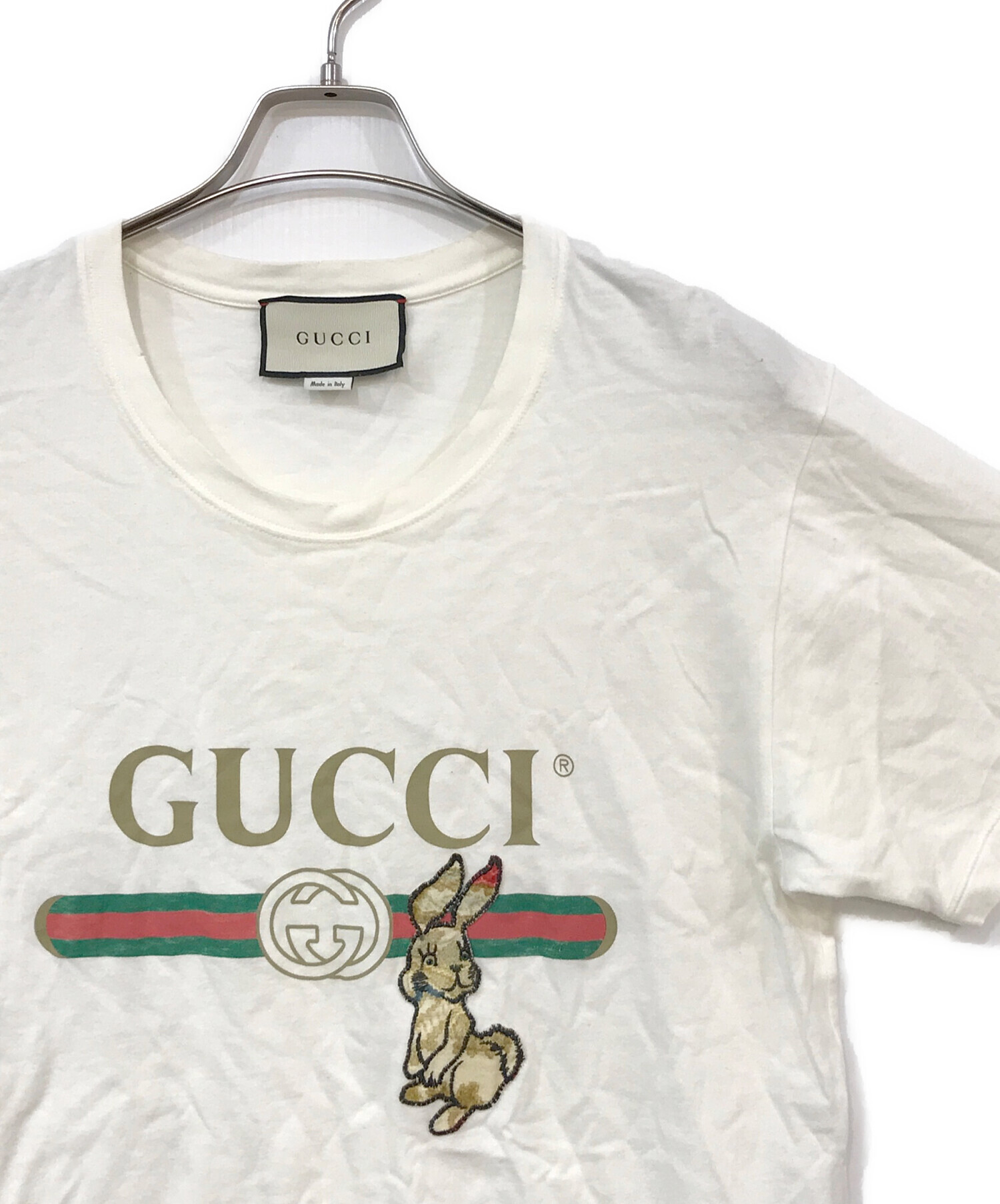 GUCCI ダメージ加工 ロゴ ラビット Tシャツ 中古・古着通販GUCCI
