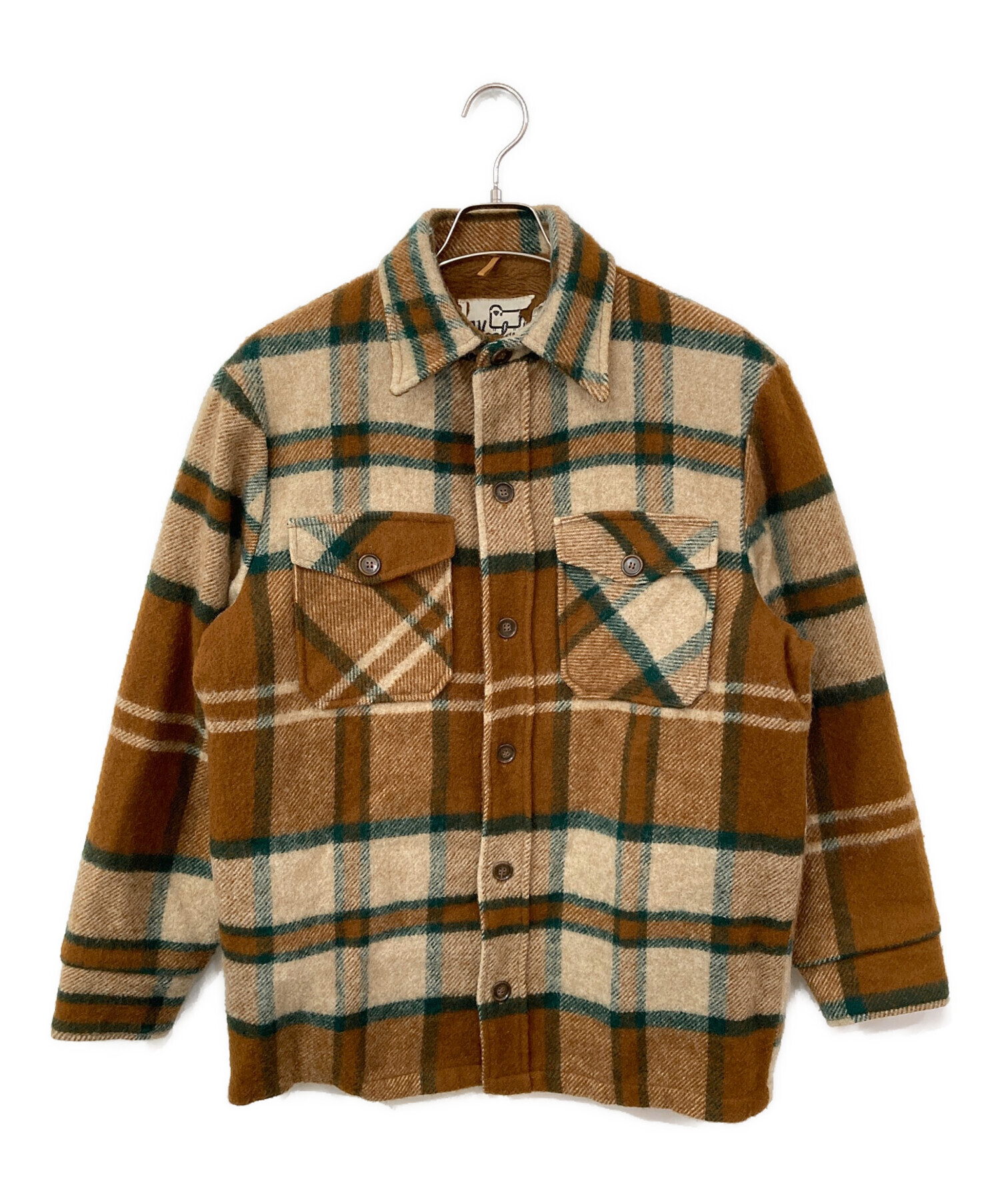 h*3様 Woolrich　ウールリッチ　シャツジャケット　ベージュ×ブラウン 中古・古着通販】WOOLRICH (ウールリッチ) ライナー付きチェックシャツ