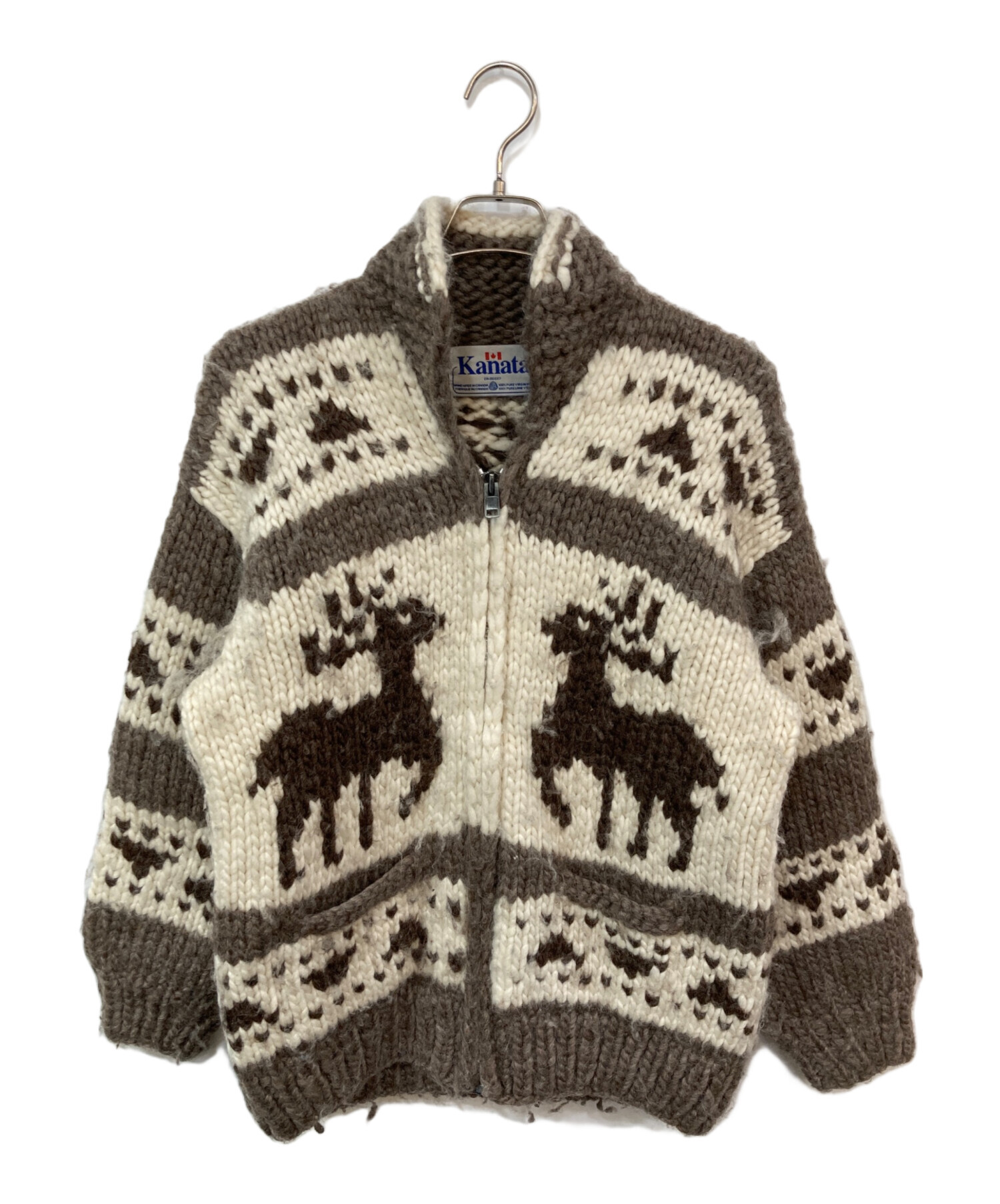 希少BIG【試着のみ】Kanata カナタ カウチンニット トナカイ カナダ製 中古・古着通販】KANATA (カナタ) トナカイ柄カウチンニット