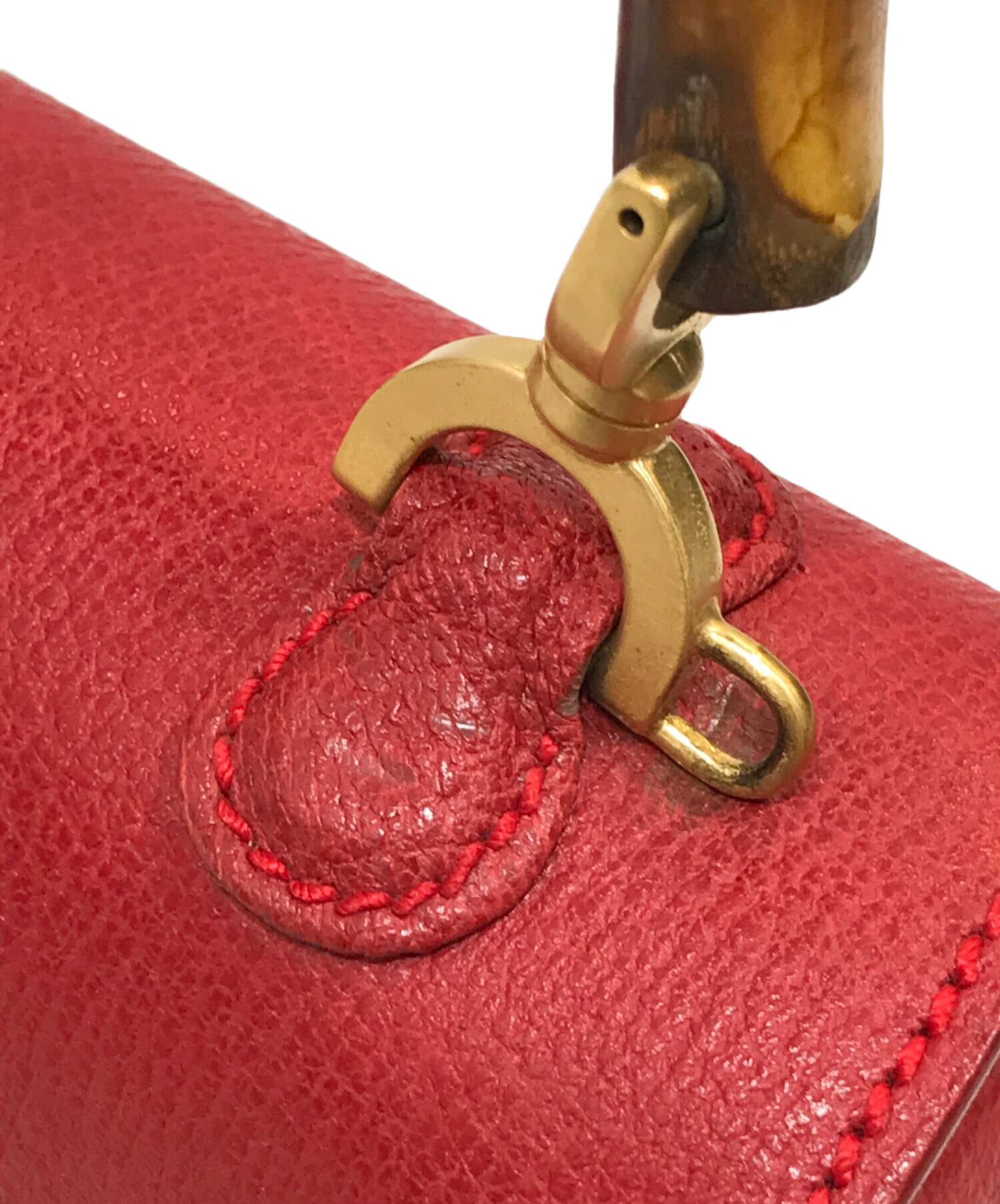 中古・古着通販】GUCCI (グッチ) バンブーハンドバッグ レッド