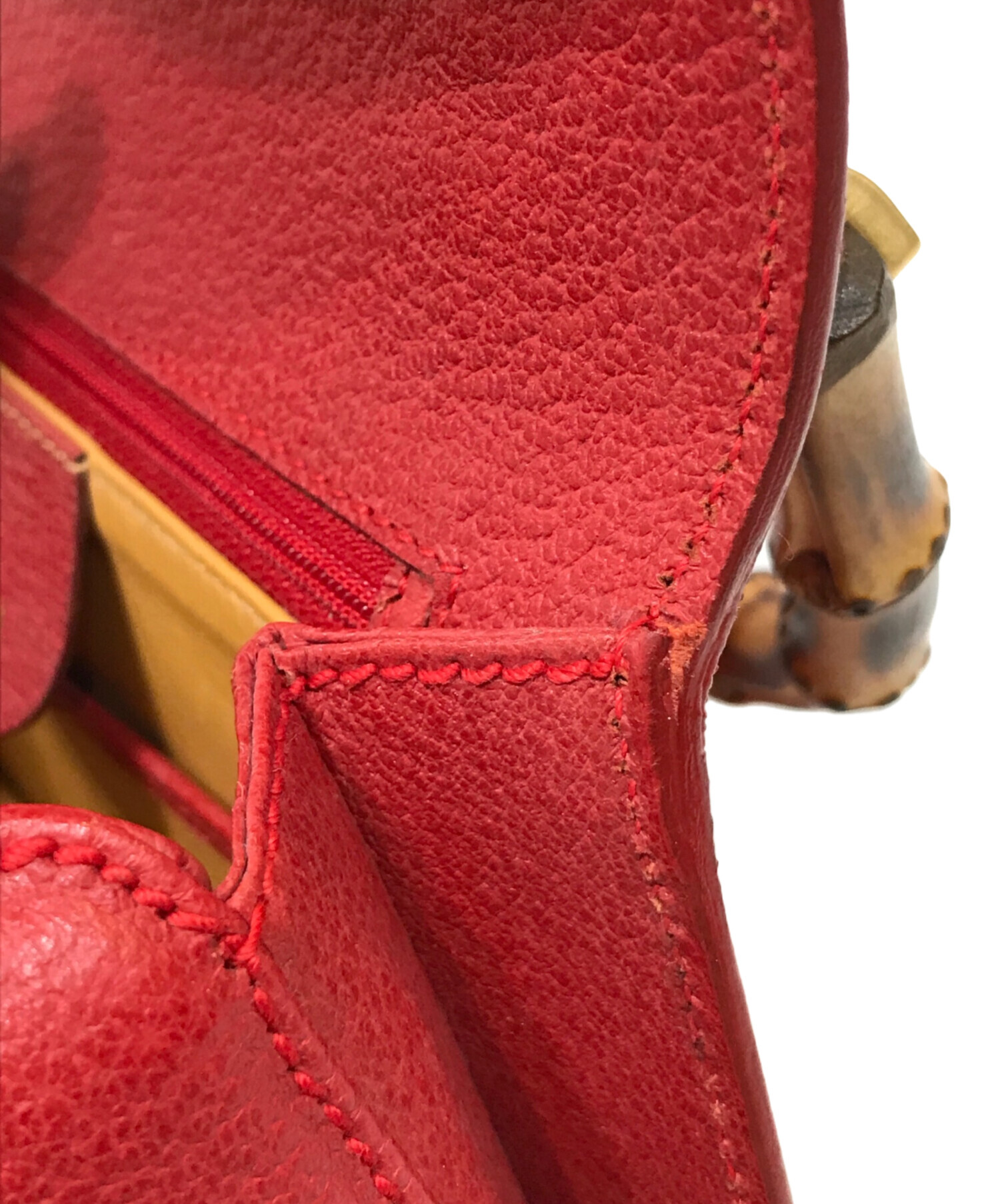 中古・古着通販】GUCCI (グッチ) バンブーハンドバッグ レッド