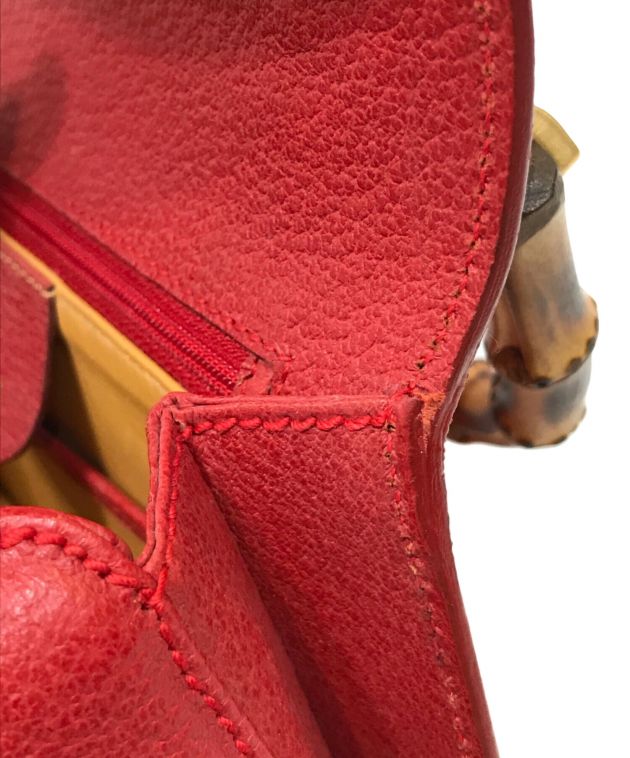 中古・古着通販】GUCCI (グッチ) バンブーハンドバッグ レッド