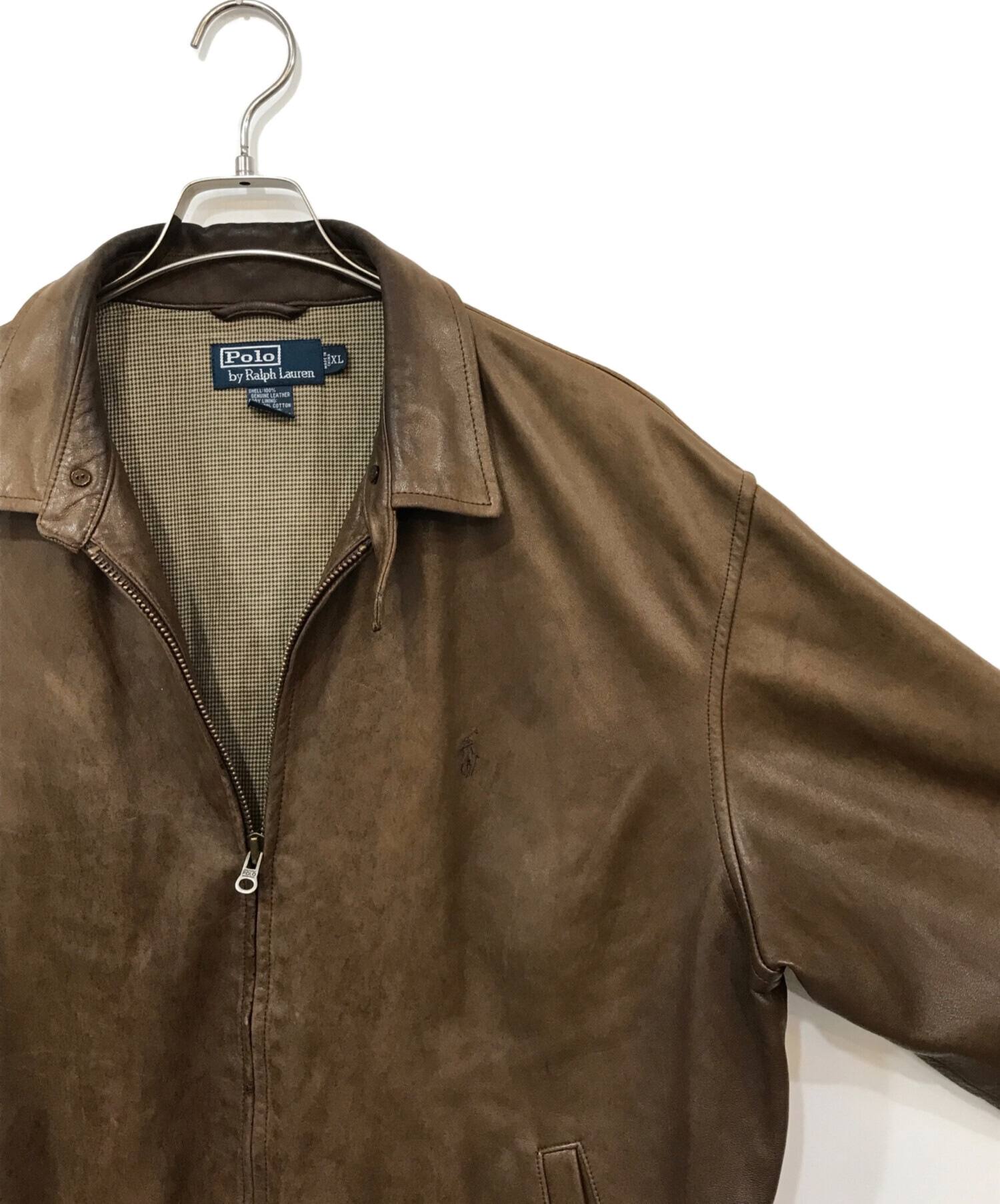 け*い様 90s【Polo by Ralph Lauren 】XLブラウンレザー 90年代 90s ポロ ラルフローレン ブラウン 茶色 本革 革ジャン