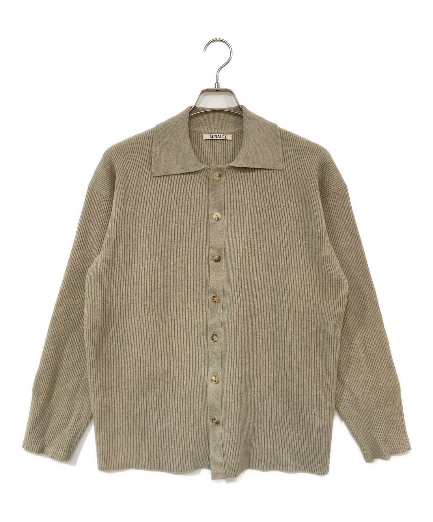 【美品】AURALEE オーラリー ウール カーディガン リブニット ベージュ AURALEE＞リブニット カーディガン
