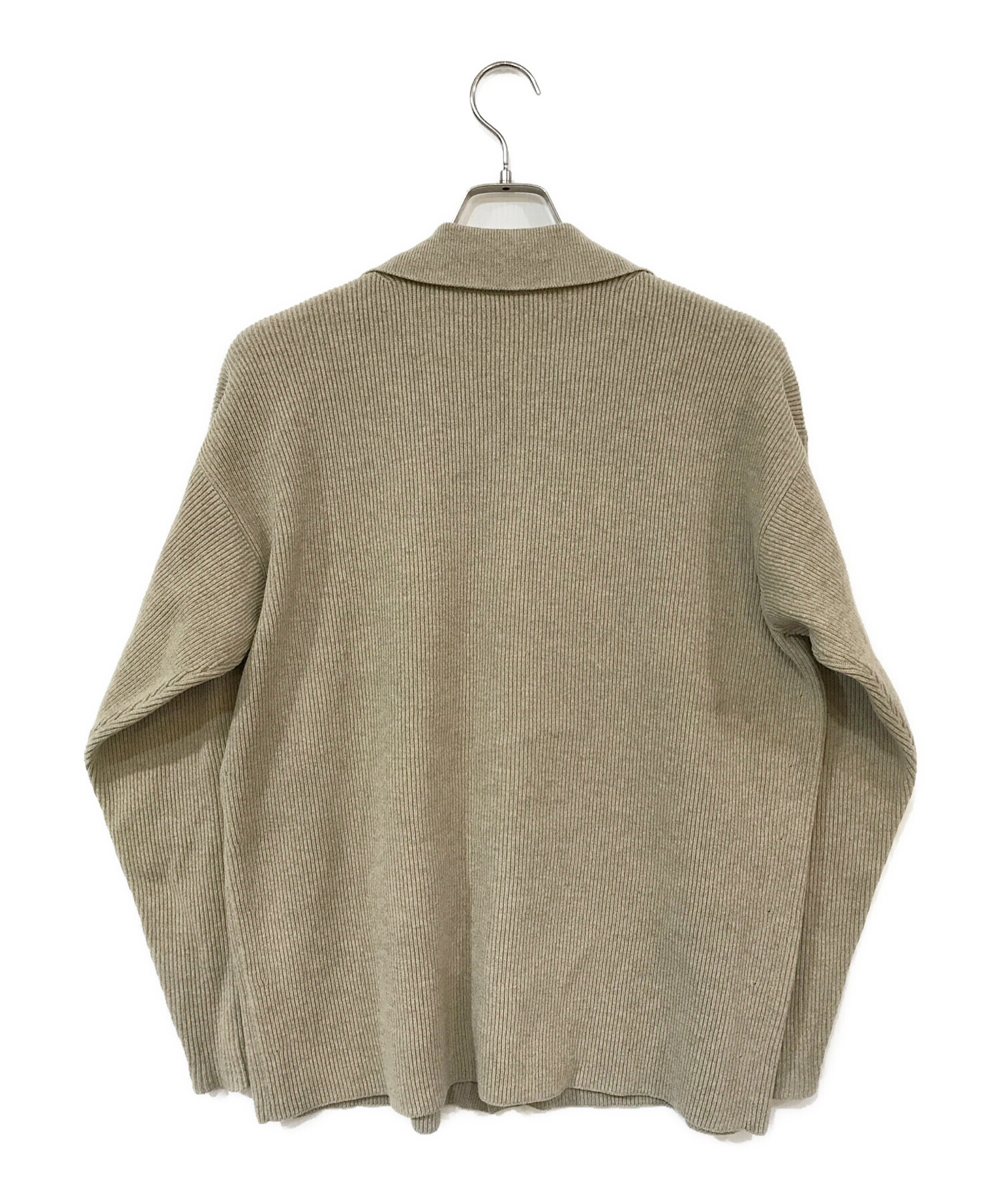 【美品】AURALEE オーラリー ウール カーディガン リブニット ベージュ 中古・古着通販】AURALEE (オーラリー) ウールリブニットカーディガン