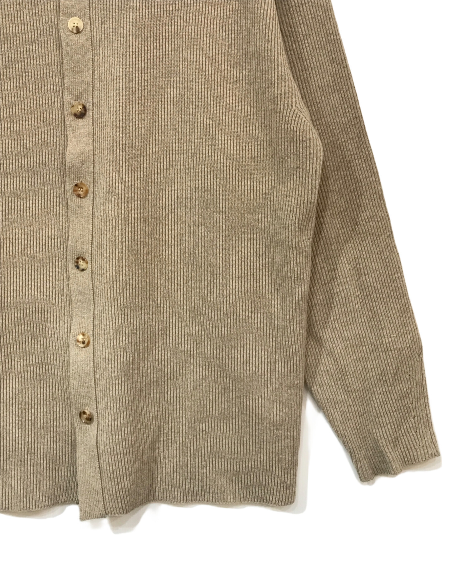 【美品】AURALEE オーラリー ウール カーディガン リブニット ベージュ 中古・古着通販】AURALEE (オーラリー) ウールリブニットカーディガン