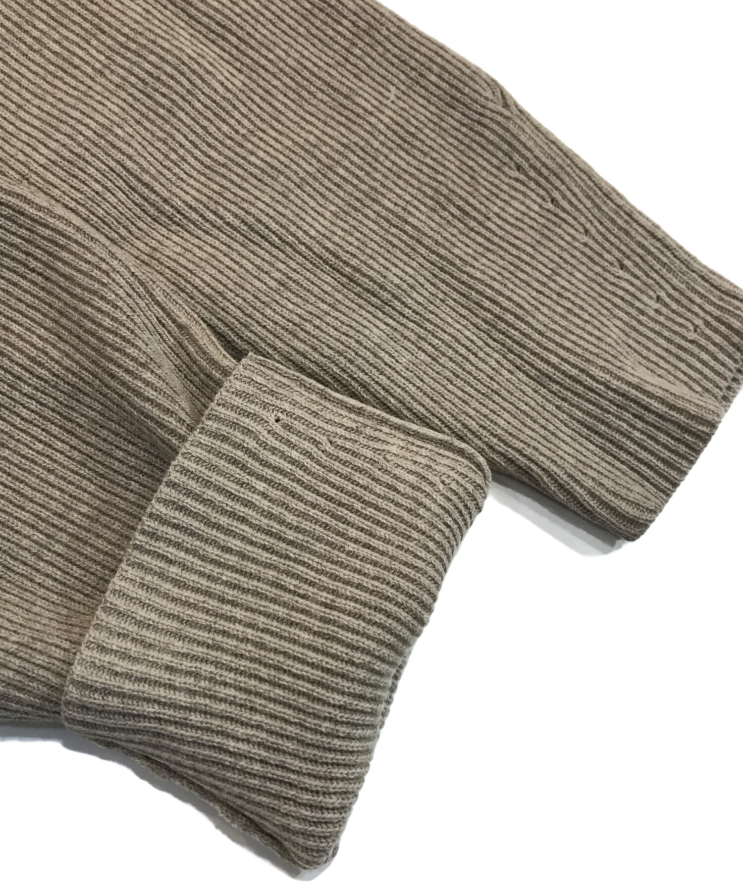 【美品】AURALEE オーラリー ウール カーディガン リブニット ベージュ 中古・古着通販】AURALEE (オーラリー) ウールリブニットカーディガン