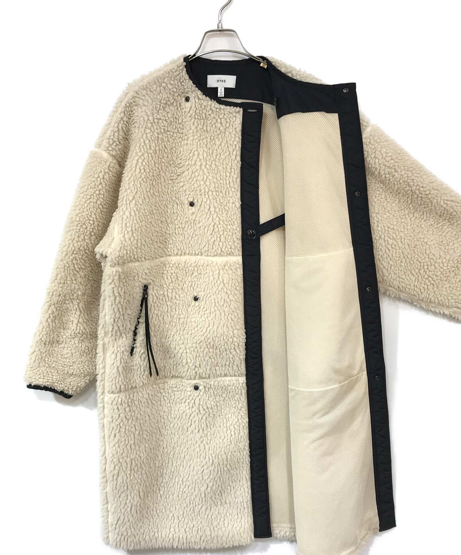 中古・古着通販】HYKE (ハイク) FAUX SHEARLING COAT ホワイト サイズ 