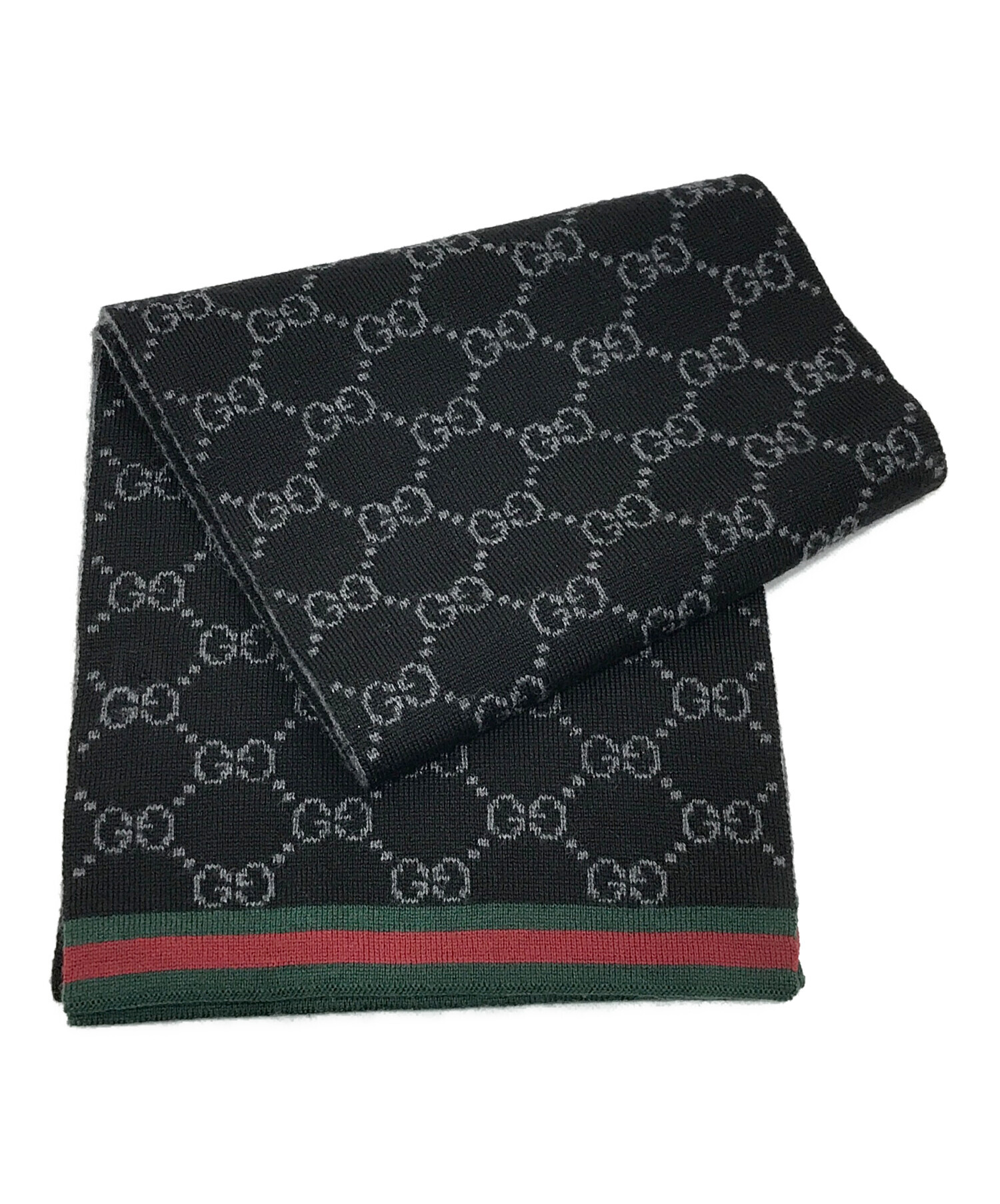 （美品）Gucci ブラック リバーシブル　 マフラー 中古・古着通販】GUCCI (グッチ) リバーシブルマフラー グレー