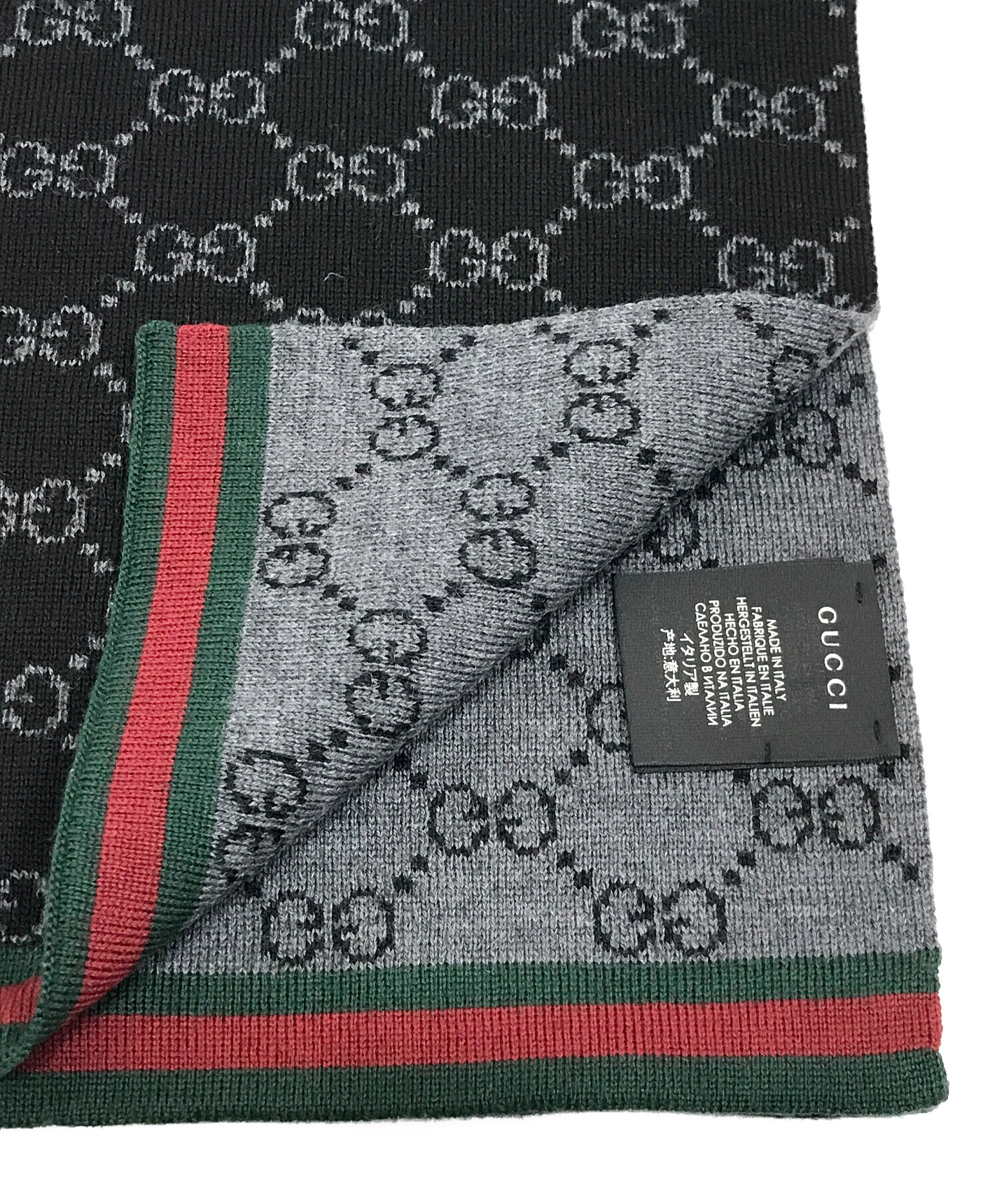 中古・古着通販】GUCCI (グッチ) リバーシブルマフラー グレー