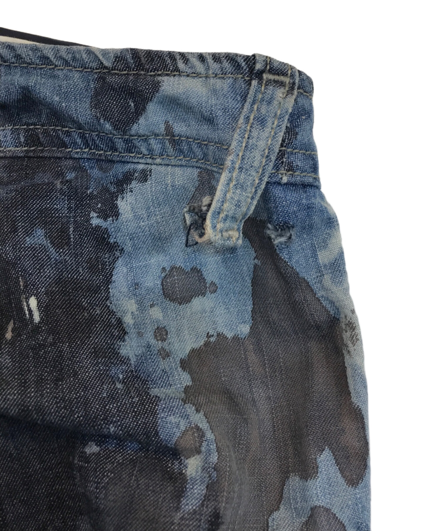 中古・古着通販】DIESEL (ディーゼル) 総柄加工フレアパンツ スカイ 