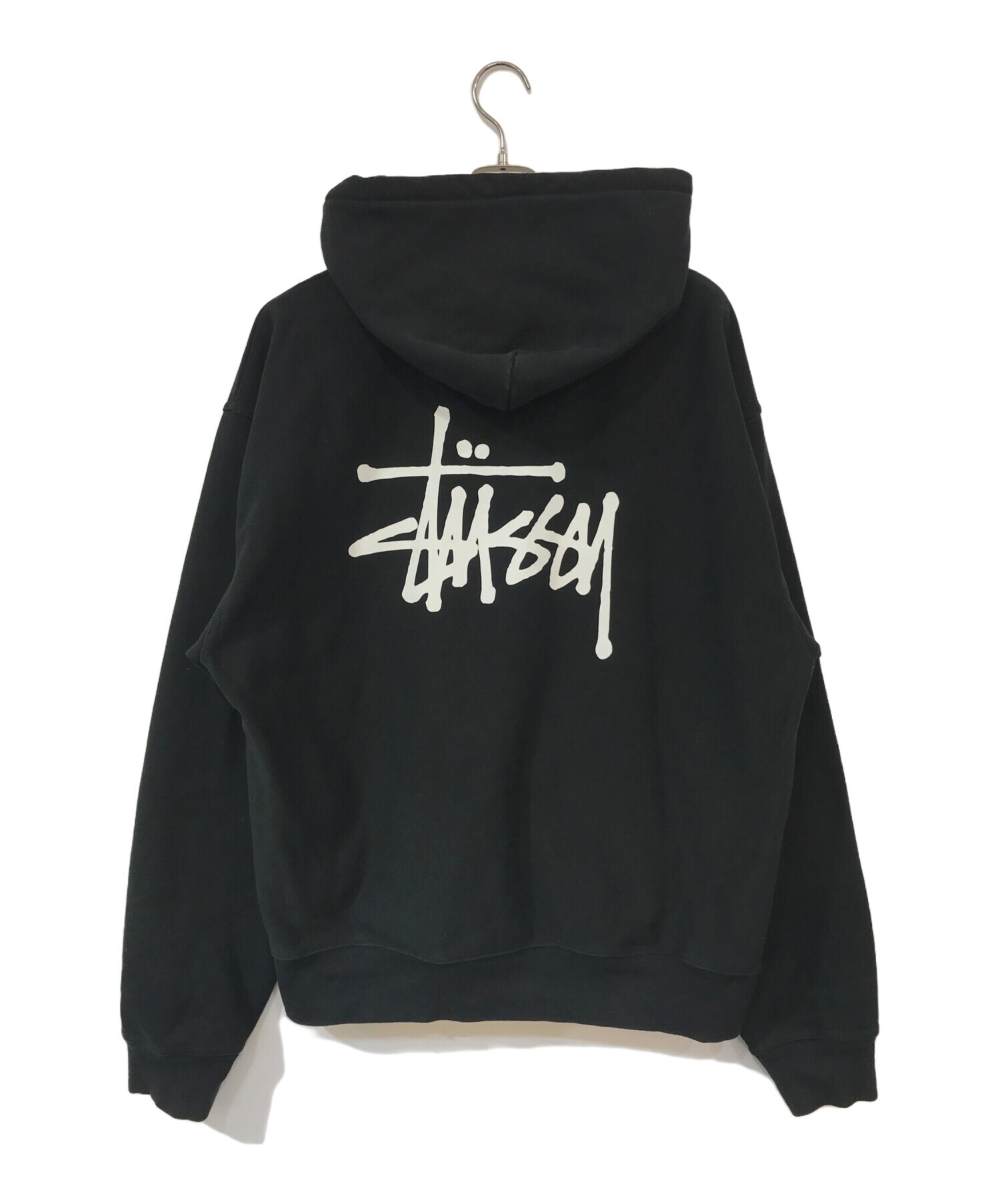 STUSSY BASIC ZIP FOOD XL ブラック 中古・古着通販】stussy (ステューシー) BASIC STUSSY ZIP HOODIE
