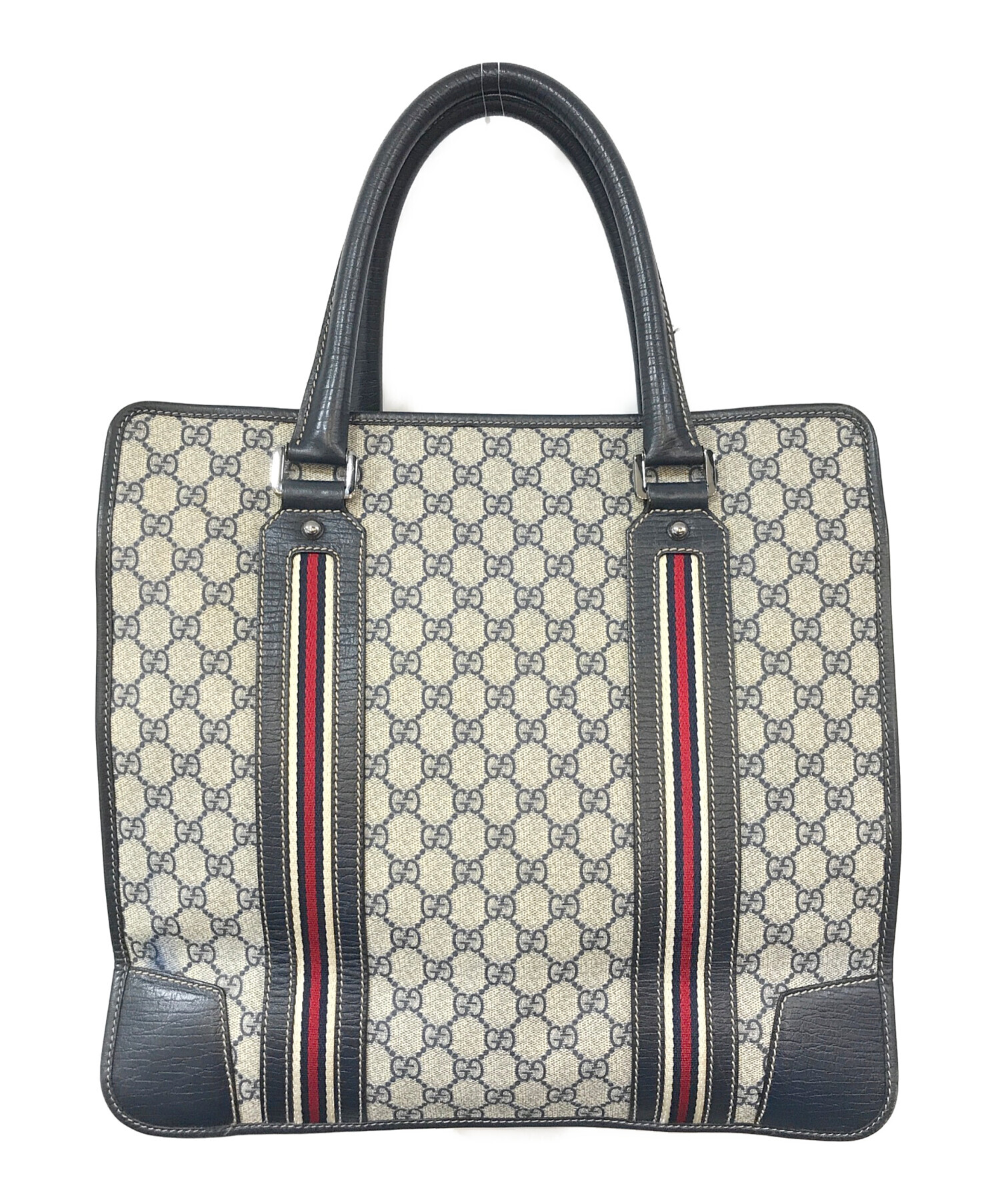 中古・古着通販】GUCCI (グッチ) トートバッグ ベージュ×ネイビー 