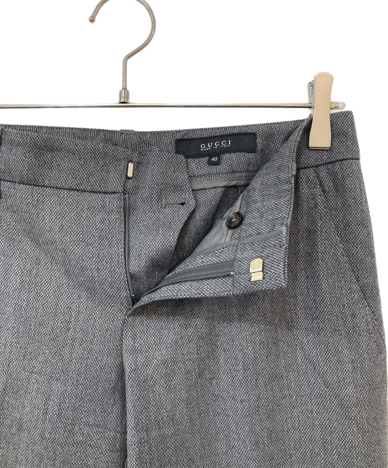 中古・古着通販】GUCCI (グッチ) 裾ジップスラックス グレー サイズ:40