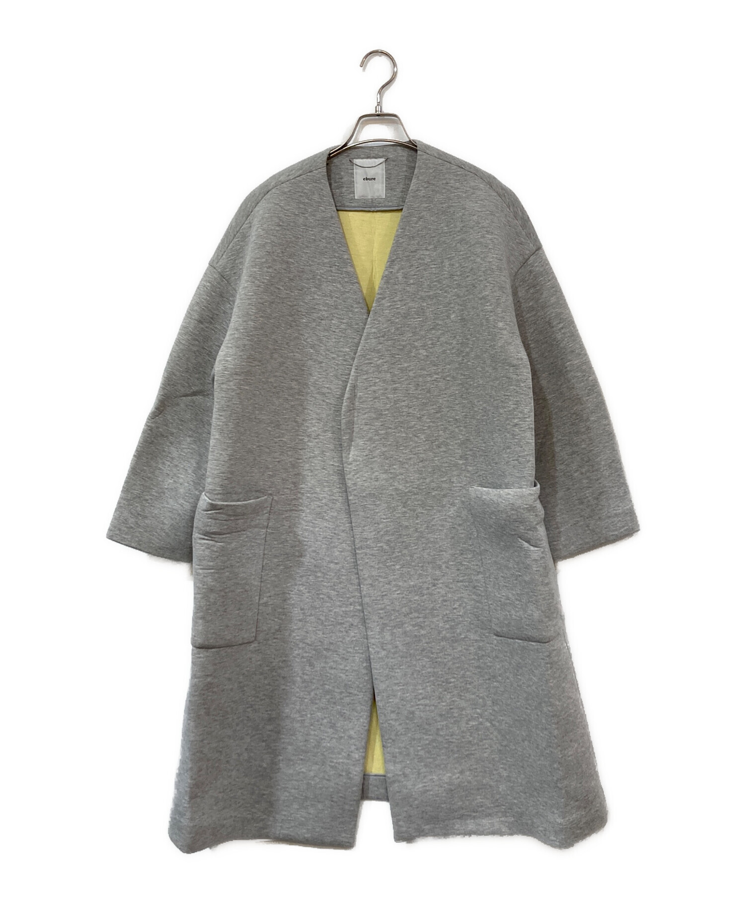 中古・古着通販】ebure (エブール) ノーカラーボンディングコート