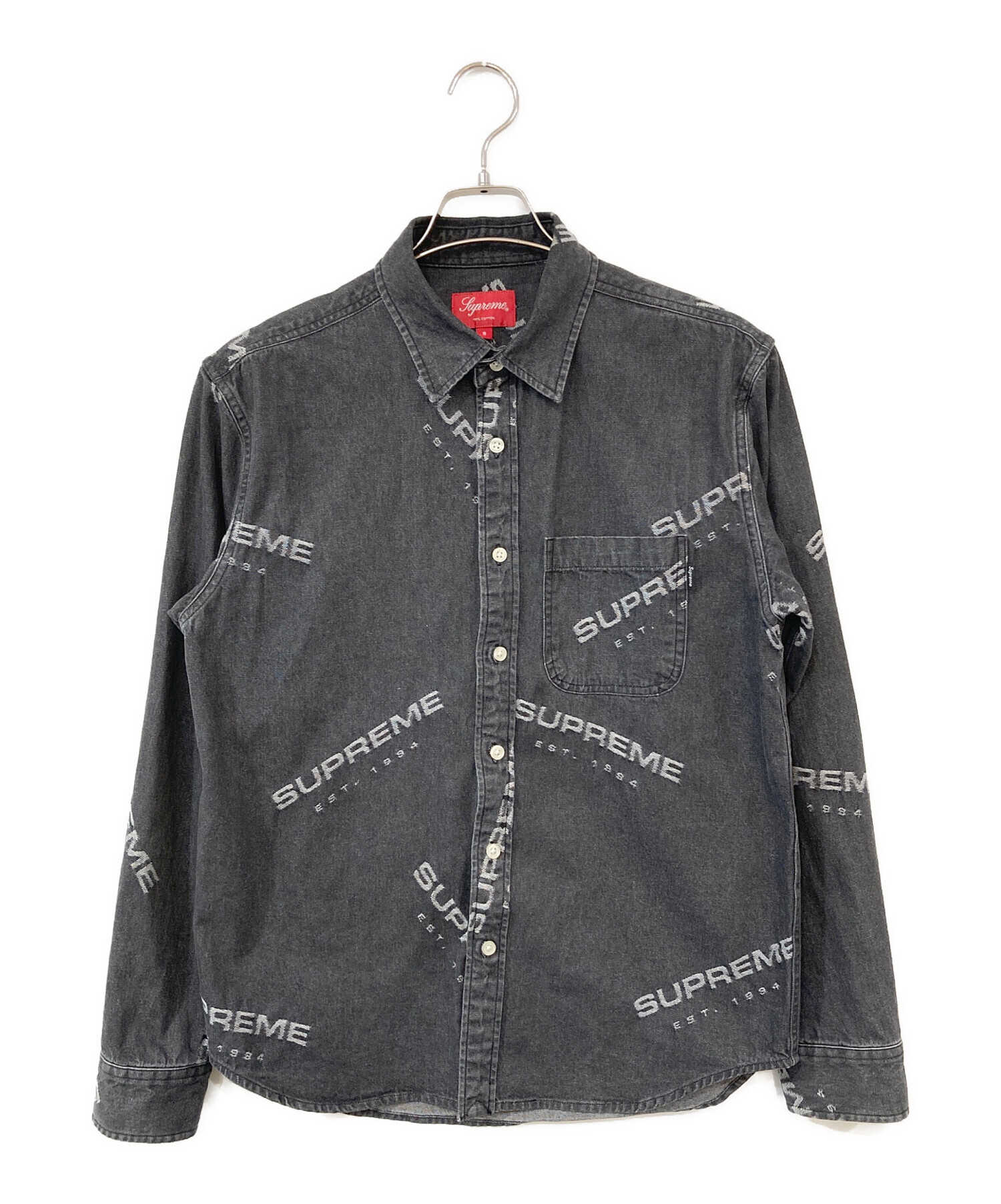 中古・古着通販】SUPREME (シュプリーム) 総ロゴデニムシャツ ブラック 