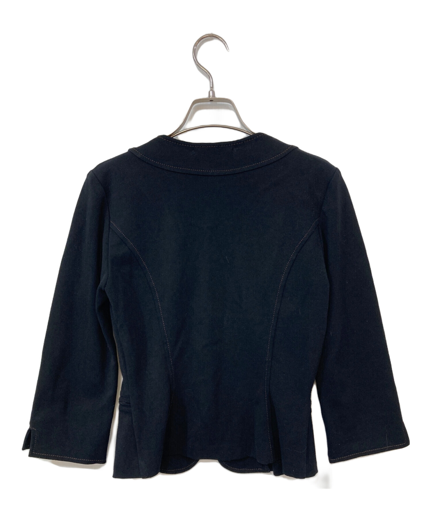 FOXEY フォクシーニューヨーク ノーカラージャケット ネイビー 38