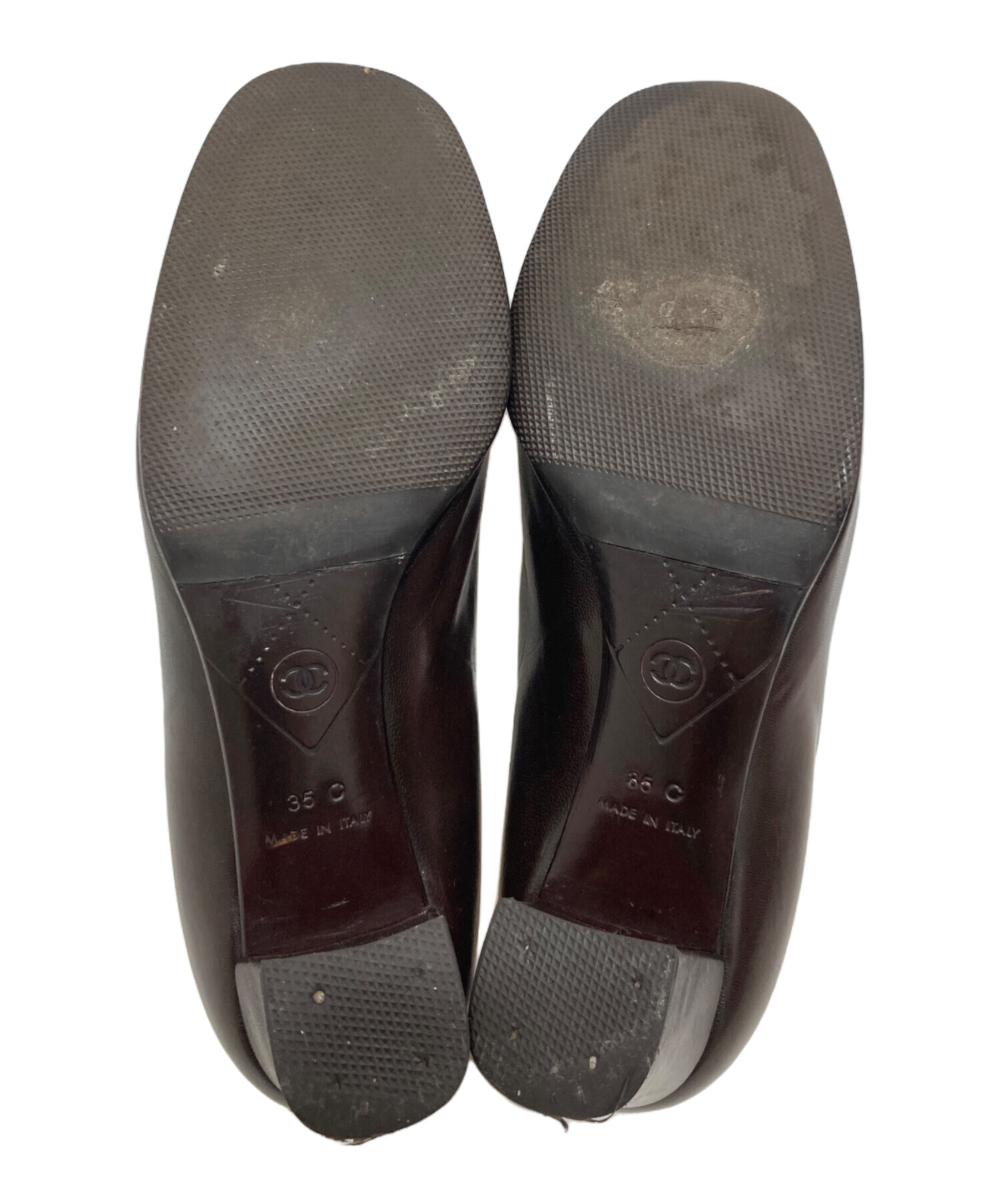 中古・古着通販】CHANEL (シャネル) カメリアトゥ パンプス ブラウン