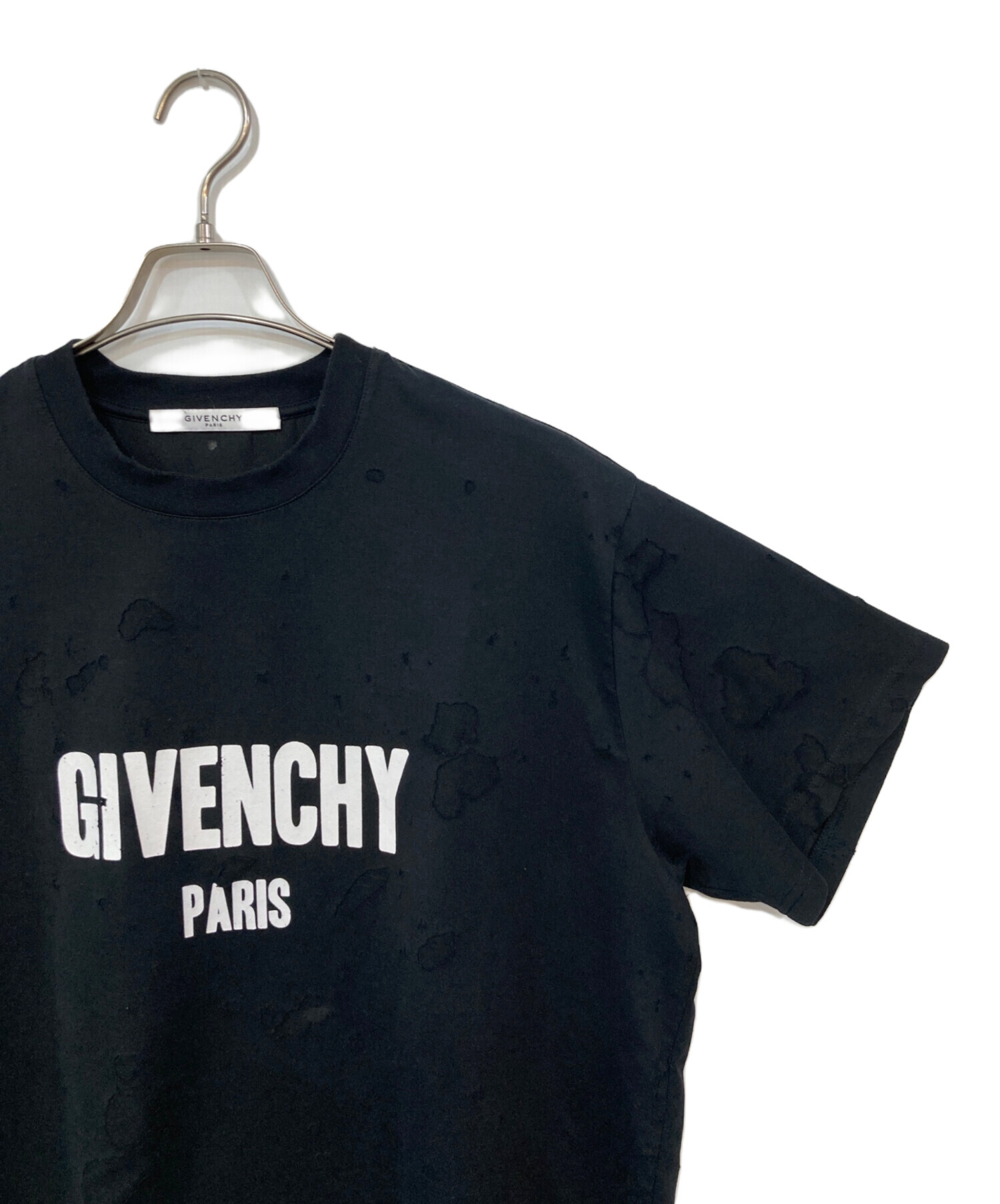 中古・古着通販】GIVENCHY (ジバンシィ) デストロイ加工ロゴtシャツ 