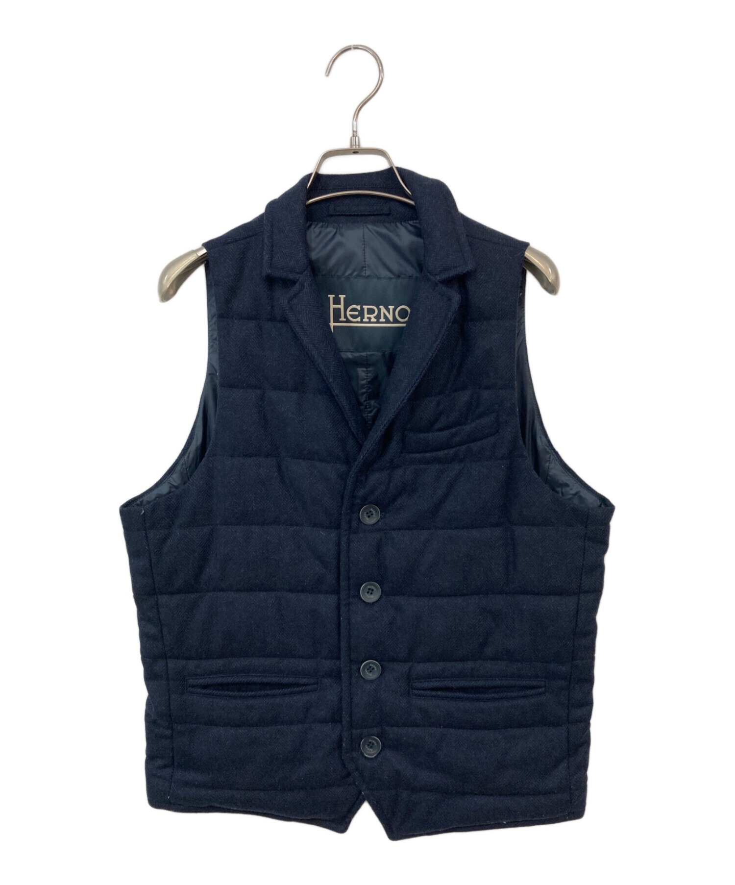 中古・古着通販】HERNO (ヘルノ) ヘリンボーン中綿ベスト ネイビー