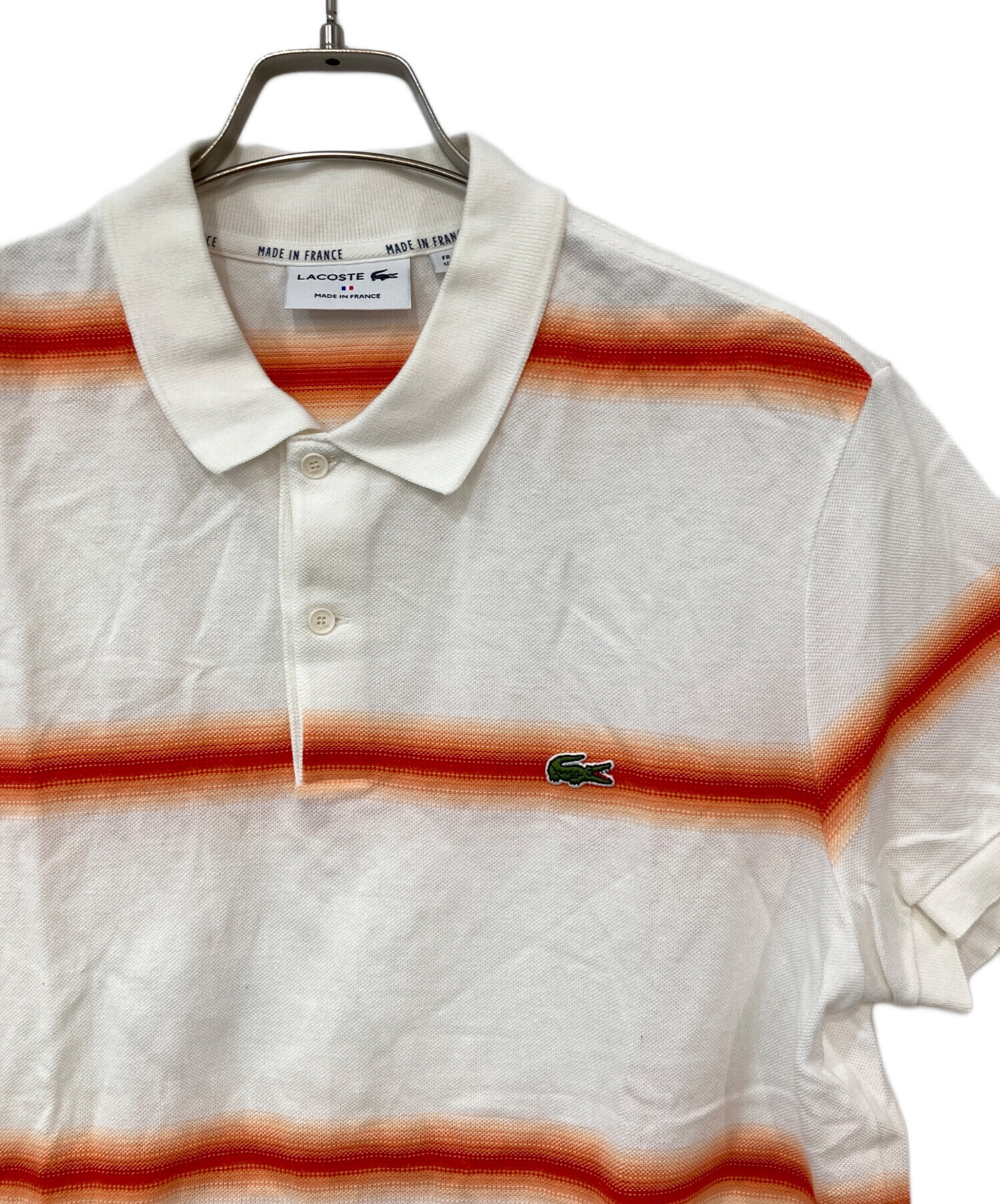 LACOSTE SPORT ラコステ ポロシャツ 半袖 ホワイト オレンジ 38 中古・古着通販】LACOSTE (ラコステ) ポロシャツ ホワイト サイズ:US L