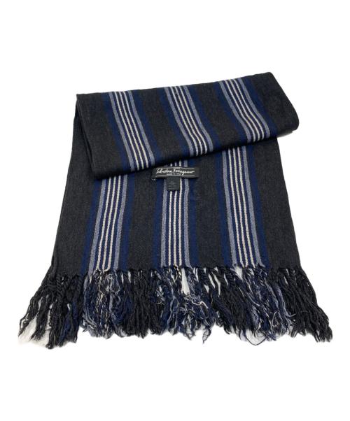 新品☆サルヴァトーレフェラガモ☆カシミヤ100% マフラー 黒白 モノトーン男女 FERRAGAMO（フェラガモ） サルヴァトーレ マフラー Salvatore