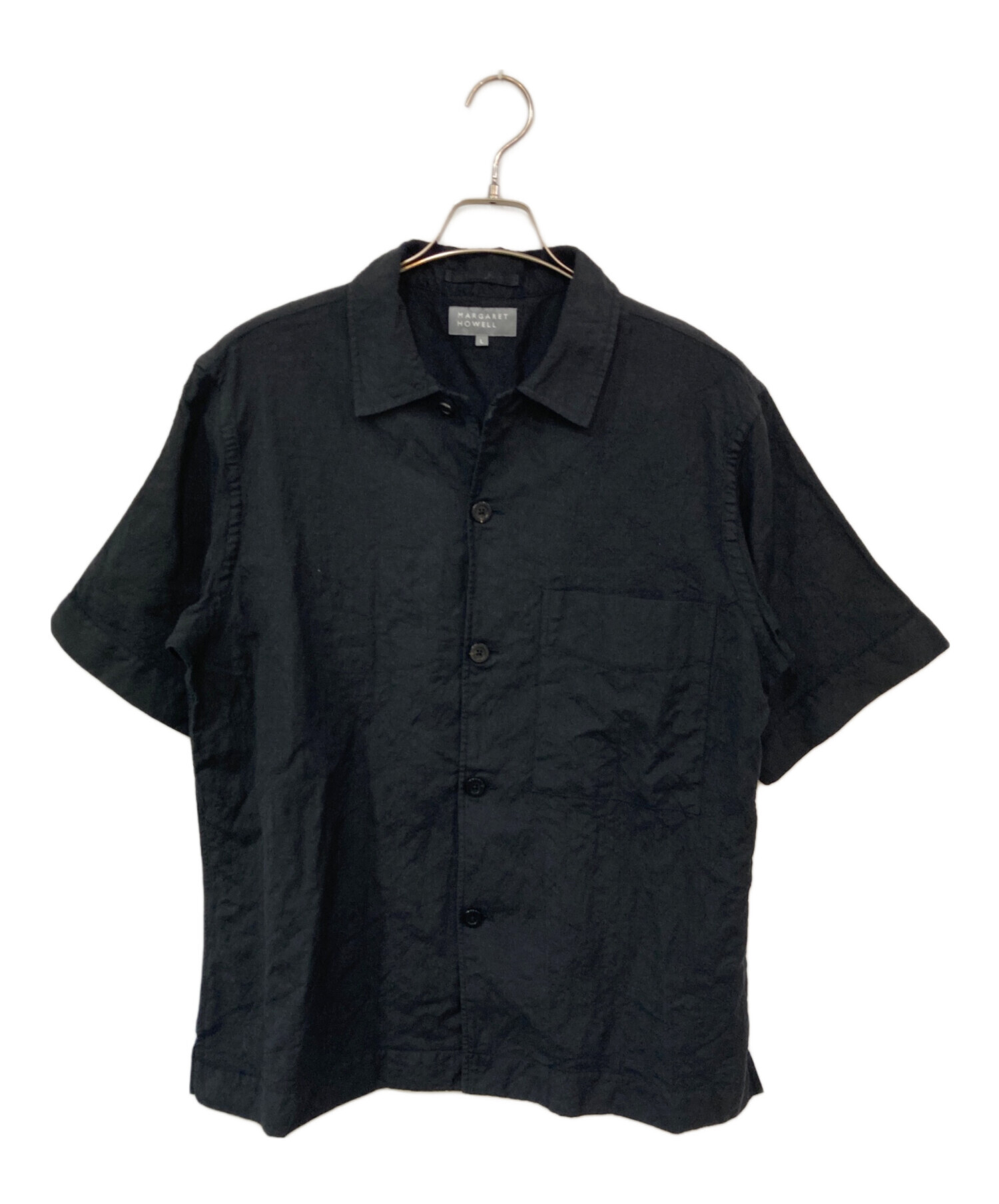 MARGARET HOWELL マーガレットハウエル リネンTシャツ L 黒 中古・古着通販】MARGARET HOWELL (マーガレットハウエル) DRY WOOL