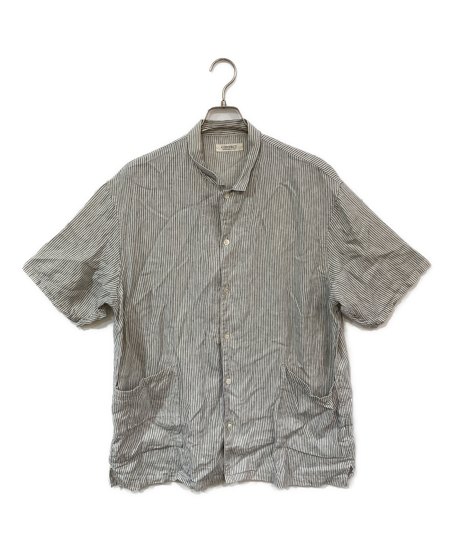 confect リネンストライプ半袖カバーシャツ confect リネンストライプ