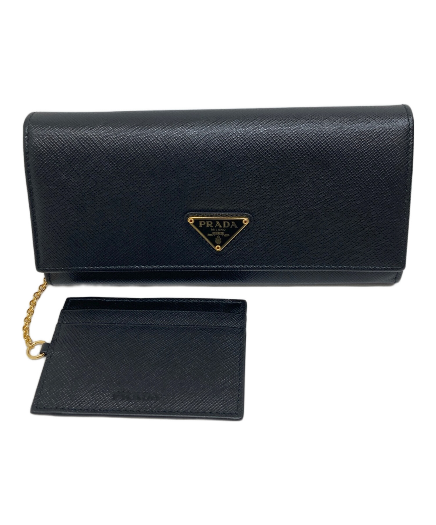 中古・古着通販】PRADA (プラダ) サフィアーノレザー 長財布 ブラック 