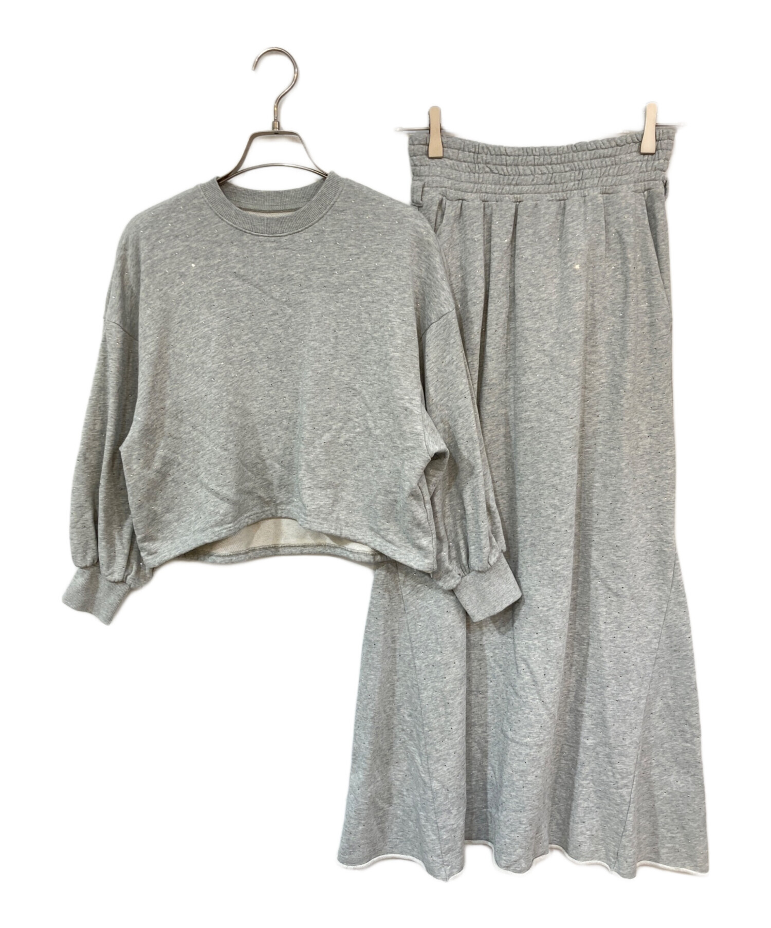 Ameri GLOSSY SWEAT SET UP DRESS グレー S Ameri (アメリ) GLOSSY