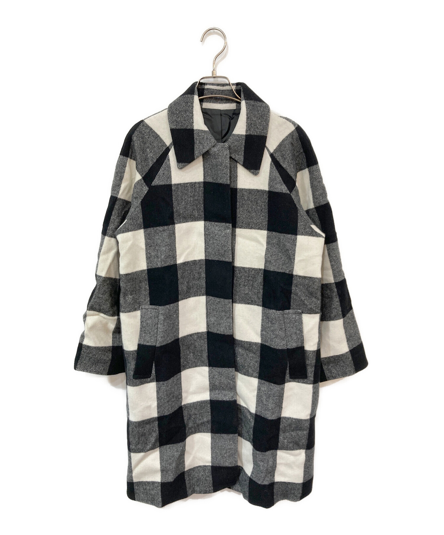 ロイスクレヨン ノーカラー ウール レーヨン ロング コート M ロイス