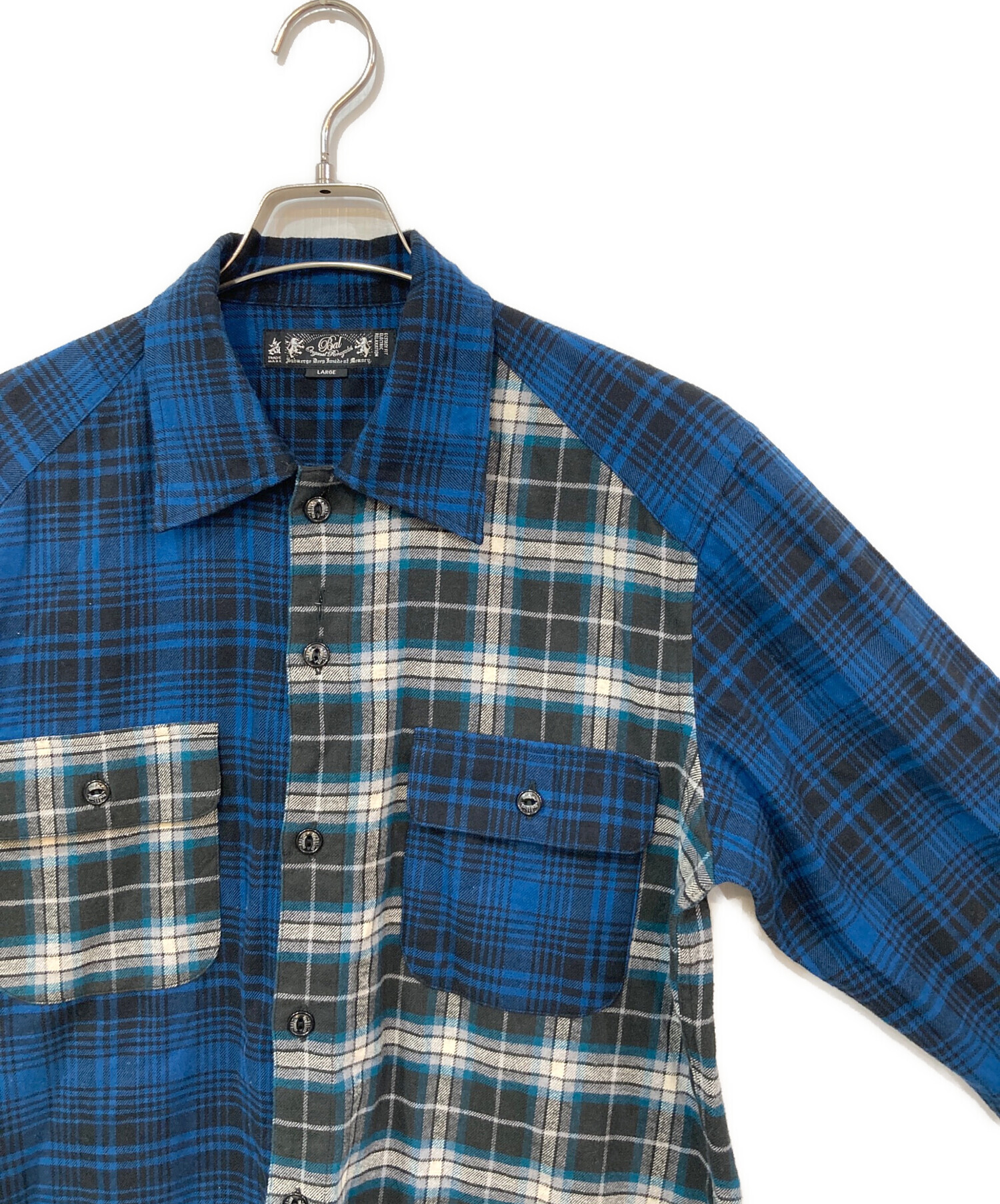 中古・古着通販】BAL (バル) チェックシャツ ブルー サイズ:LARGE 