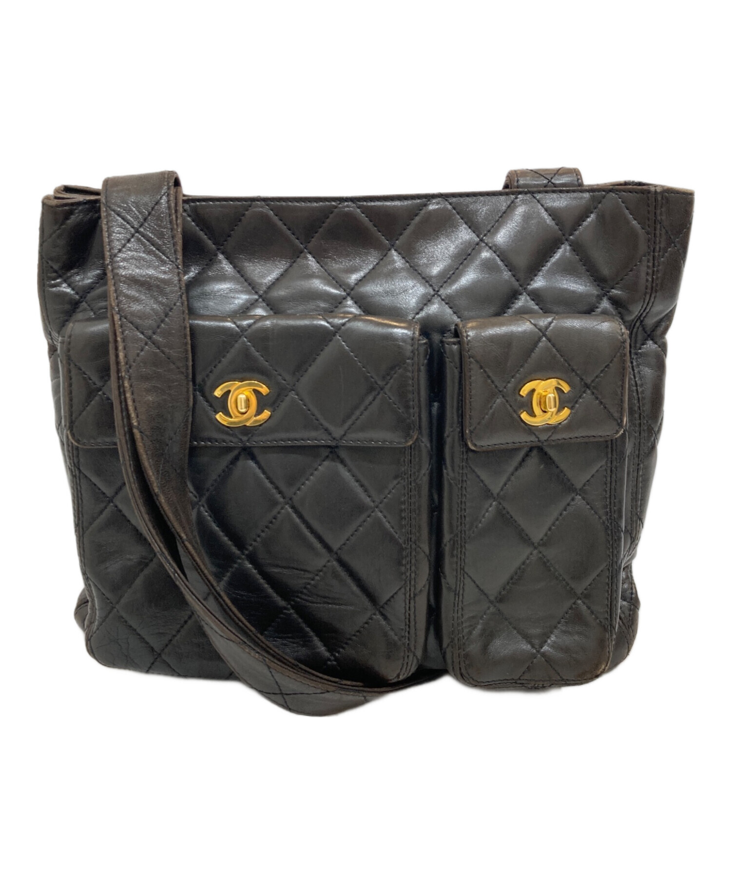 中古・古着通販】CHANEL (シャネル) ラムスキンダブルポケットトート 