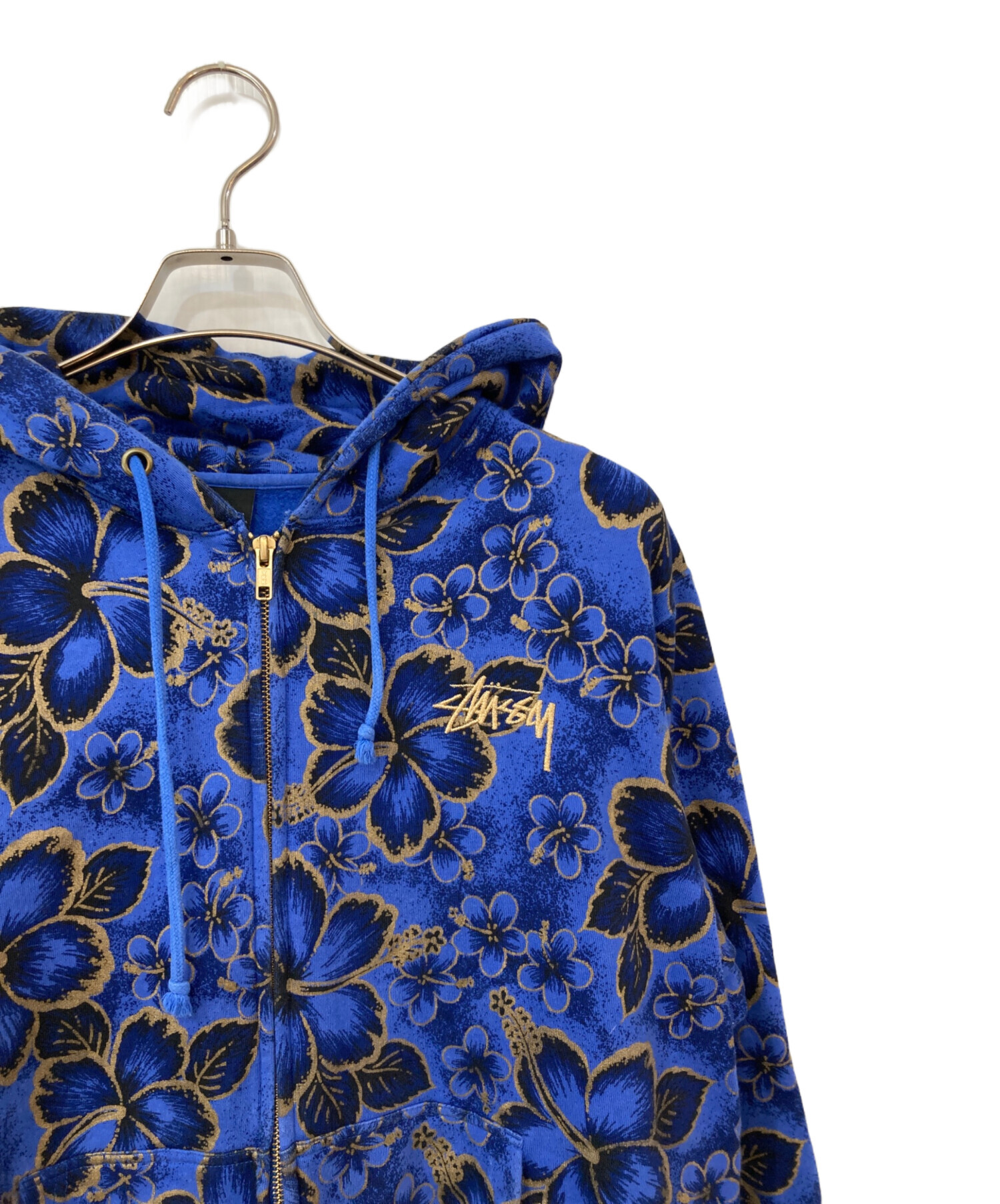 中古・古着通販】stussy (ステューシー) ハイビスカス柄ジップパーカー