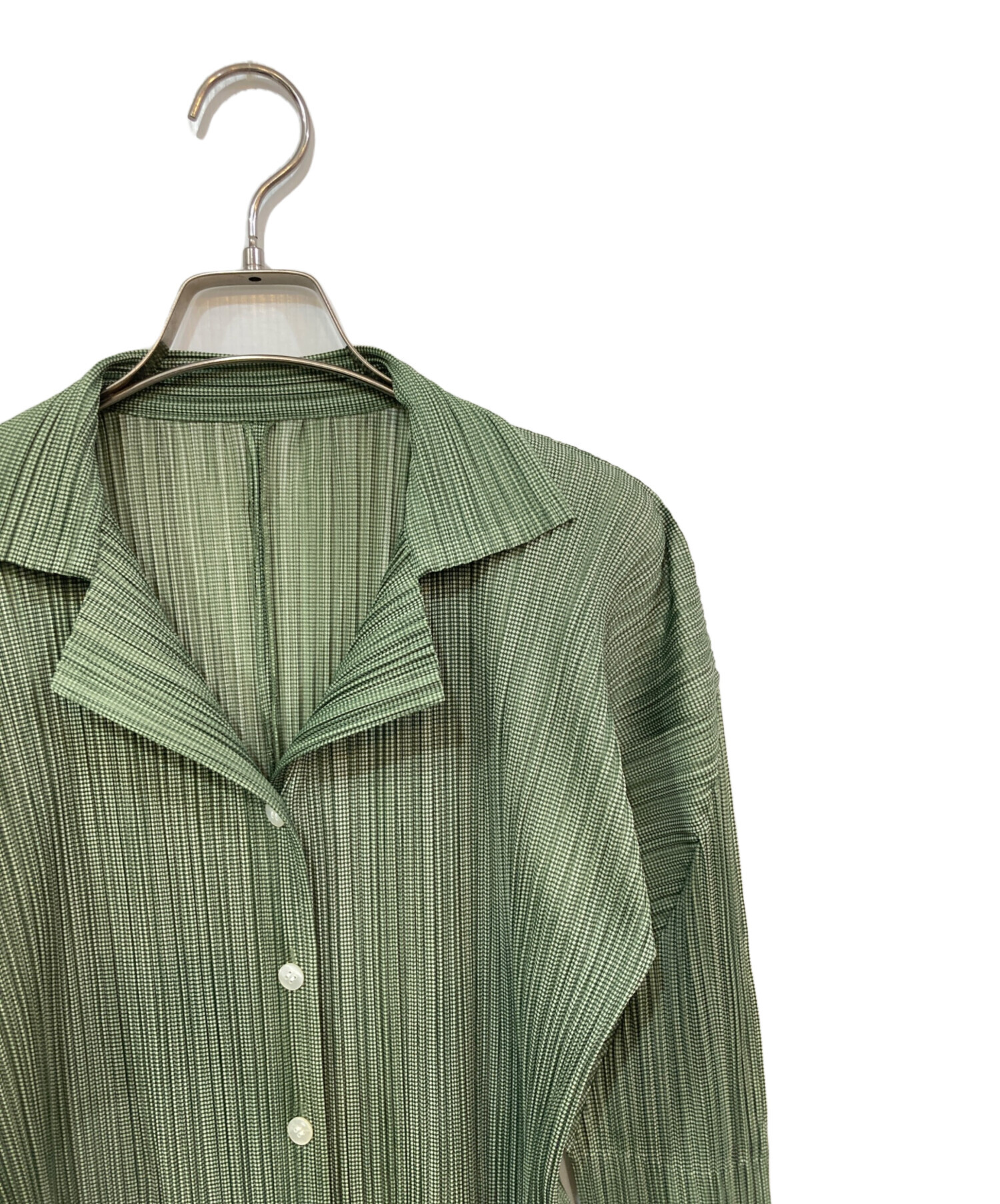 PLEATSPLEASE プリーツプリーズ 長袖 カーディガン 変形 グリーン