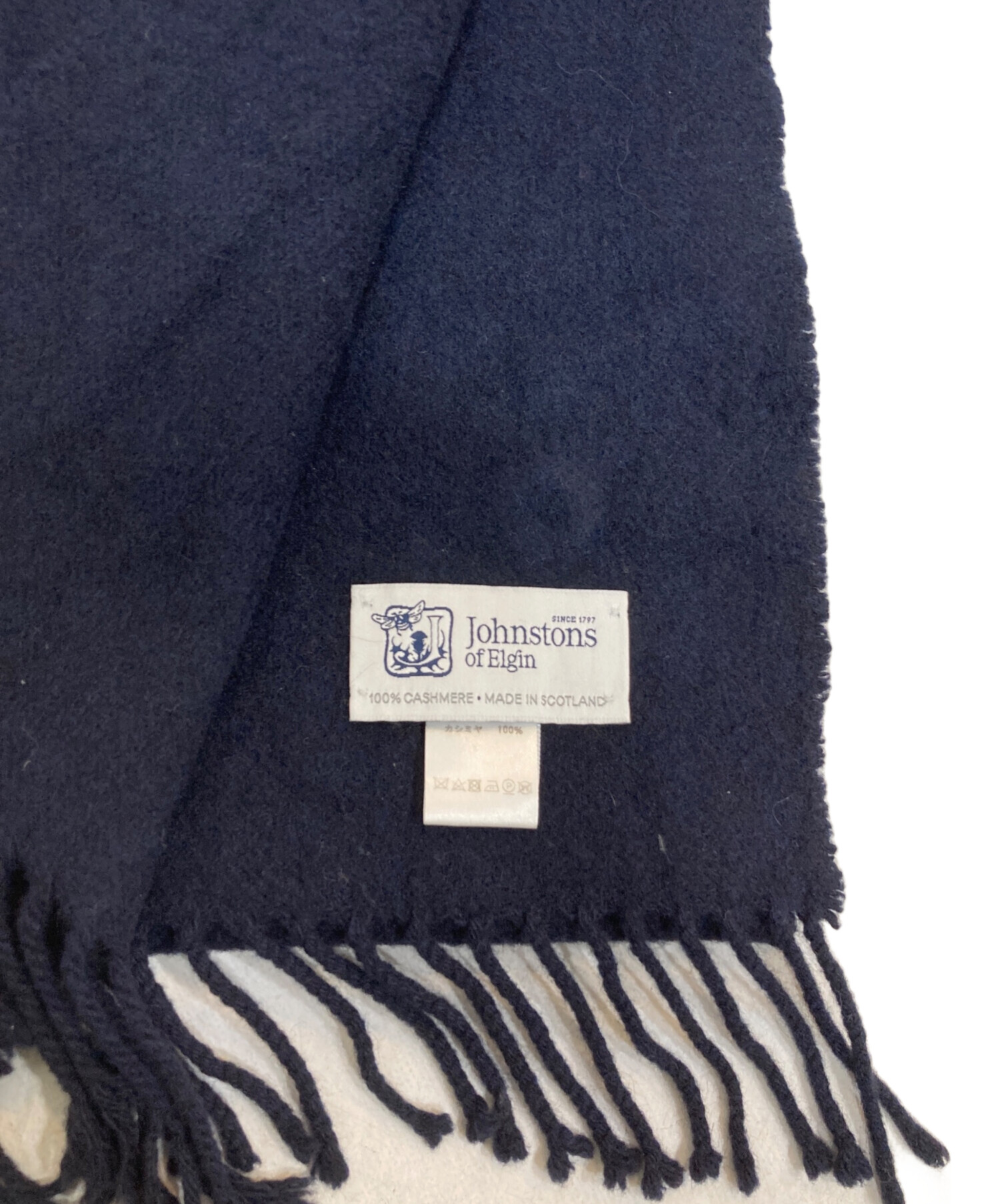 新品 ジョンストンズ カシミヤストール ダークネイビー 中古・古着通販】JOHNSTONS (ジョンストンズ) カシミヤストール