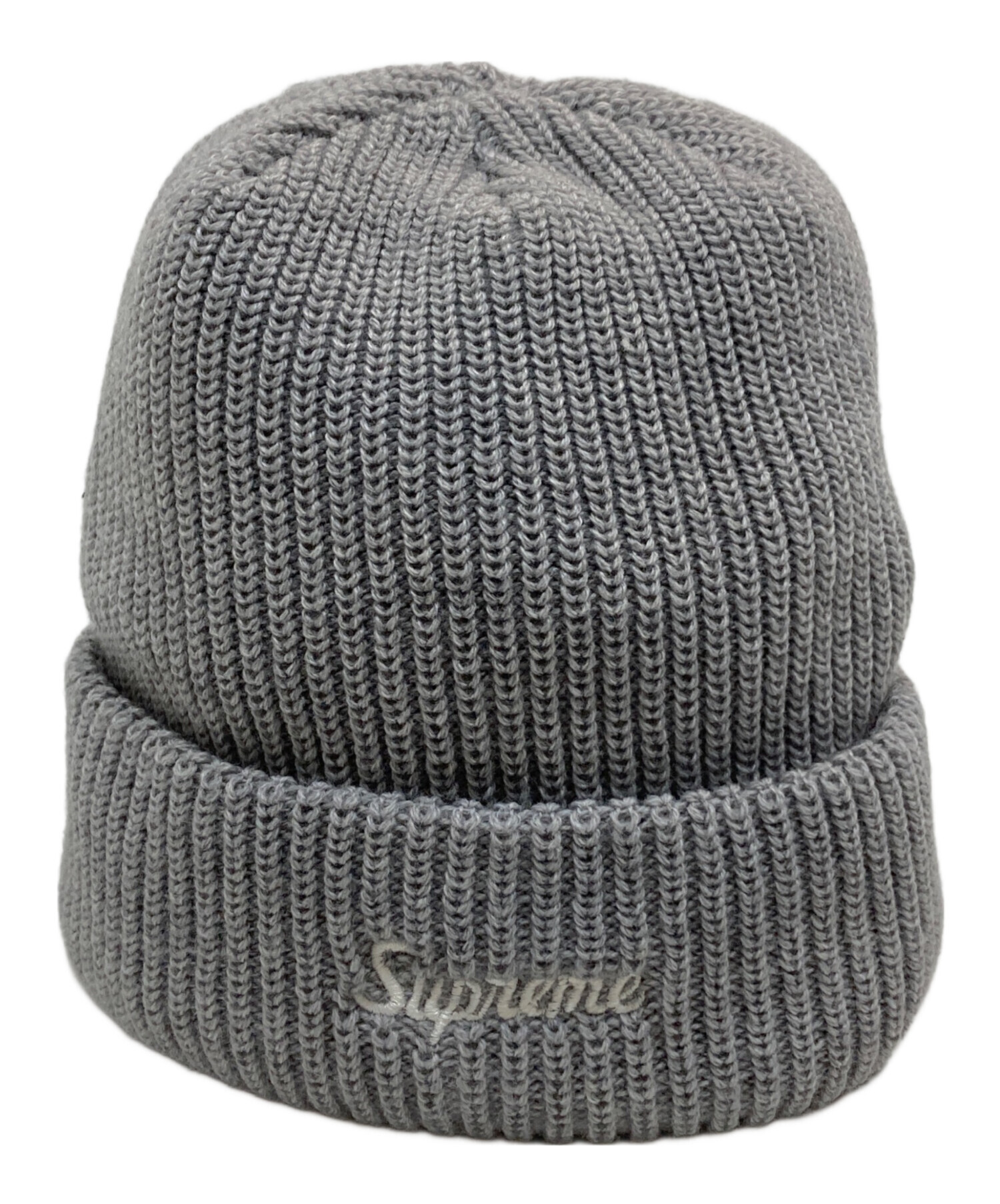 Supreme ニット帽 グレー/黒 編み込み 中古・古着通販】SUPREME (シュプリーム) ニット帽 グレー｜ブランド