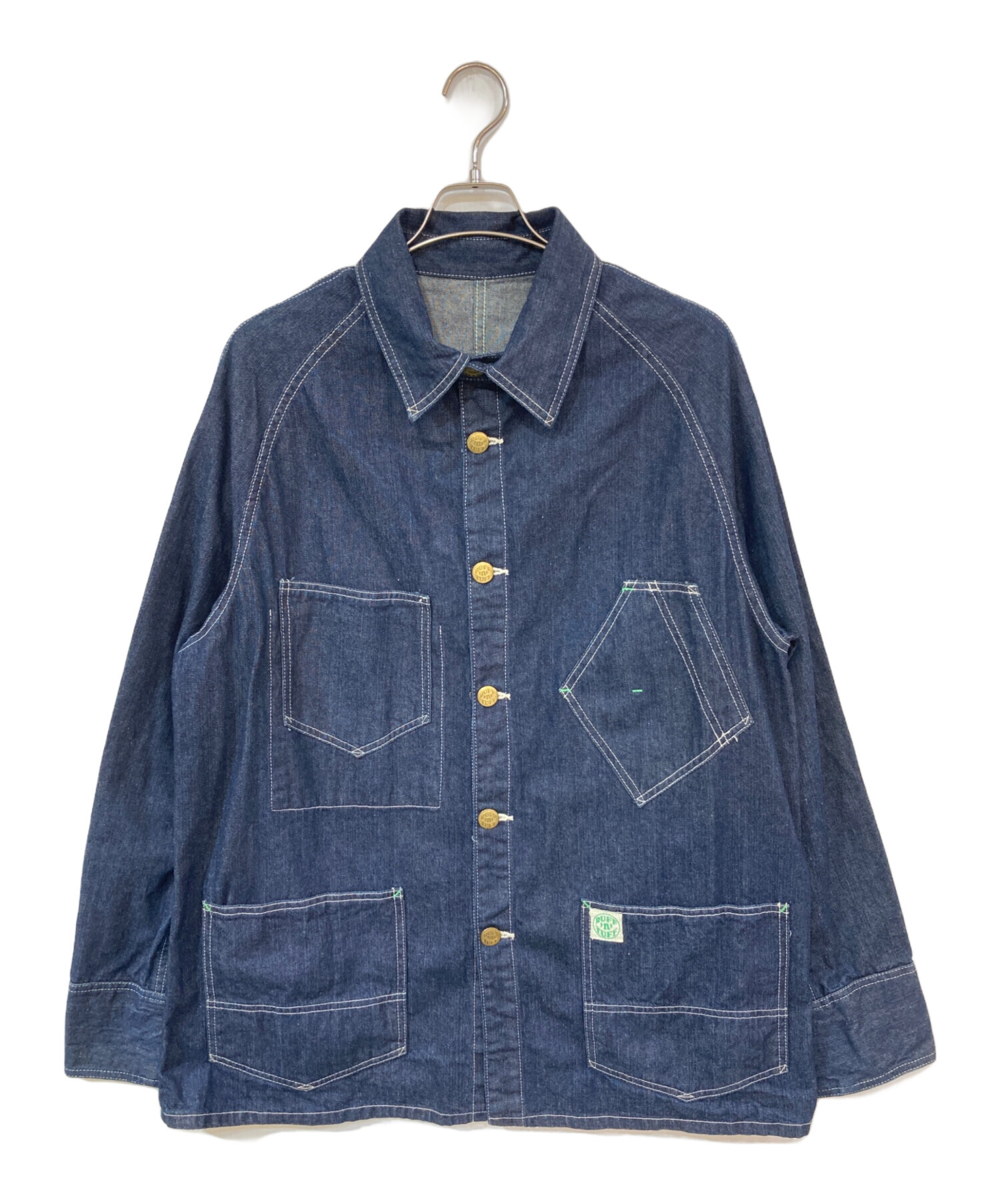 POST O'ALLS インディゴデニム カバーオール Lサイズ 中古・古着通販】POST O'ALLS (ポストオーバーオールズ) RUFF'n