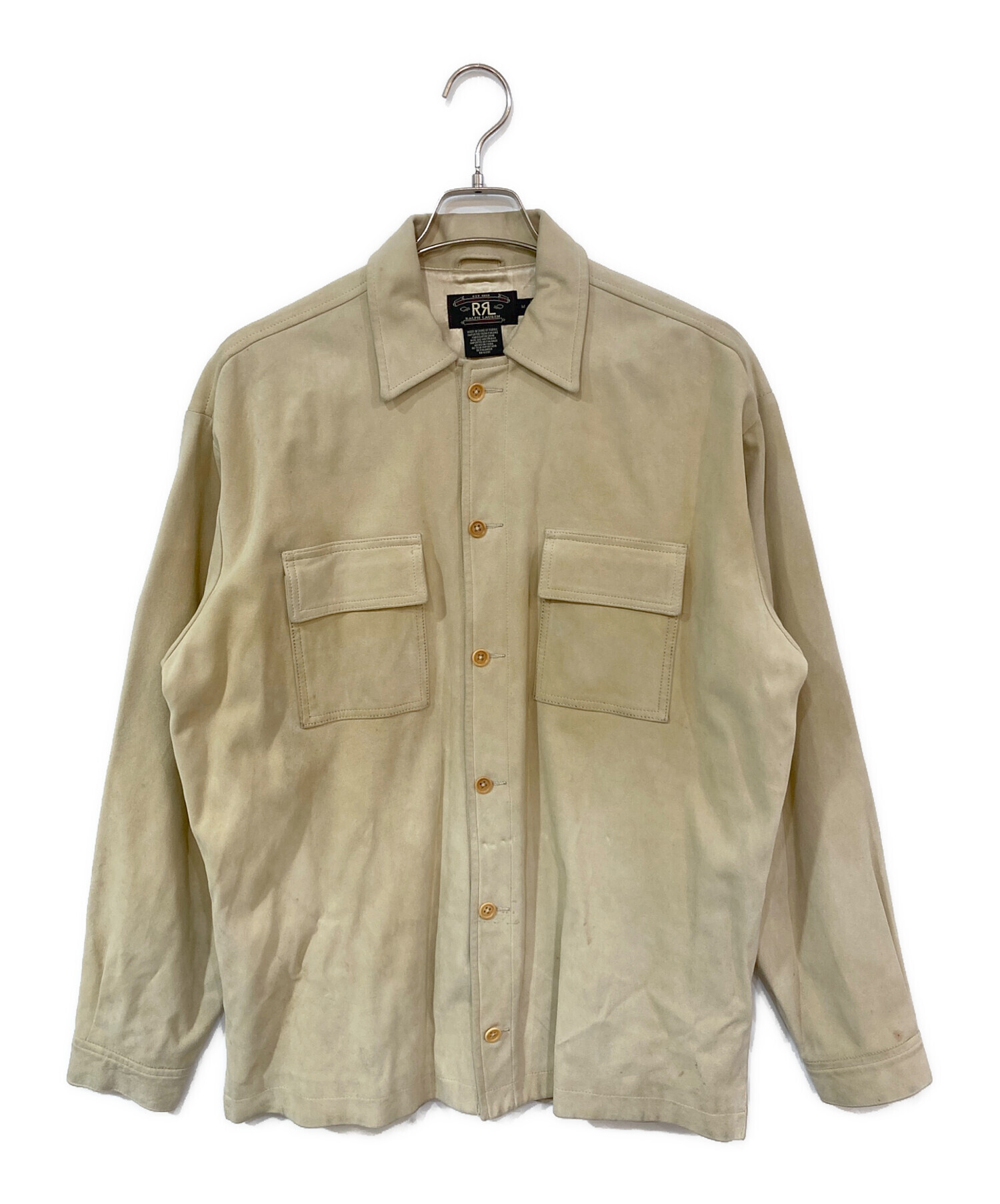 RRL ベージュ シャツ XS 中古・古着通販】RRL (ダブルアールエル) スウェードレザーシャツ