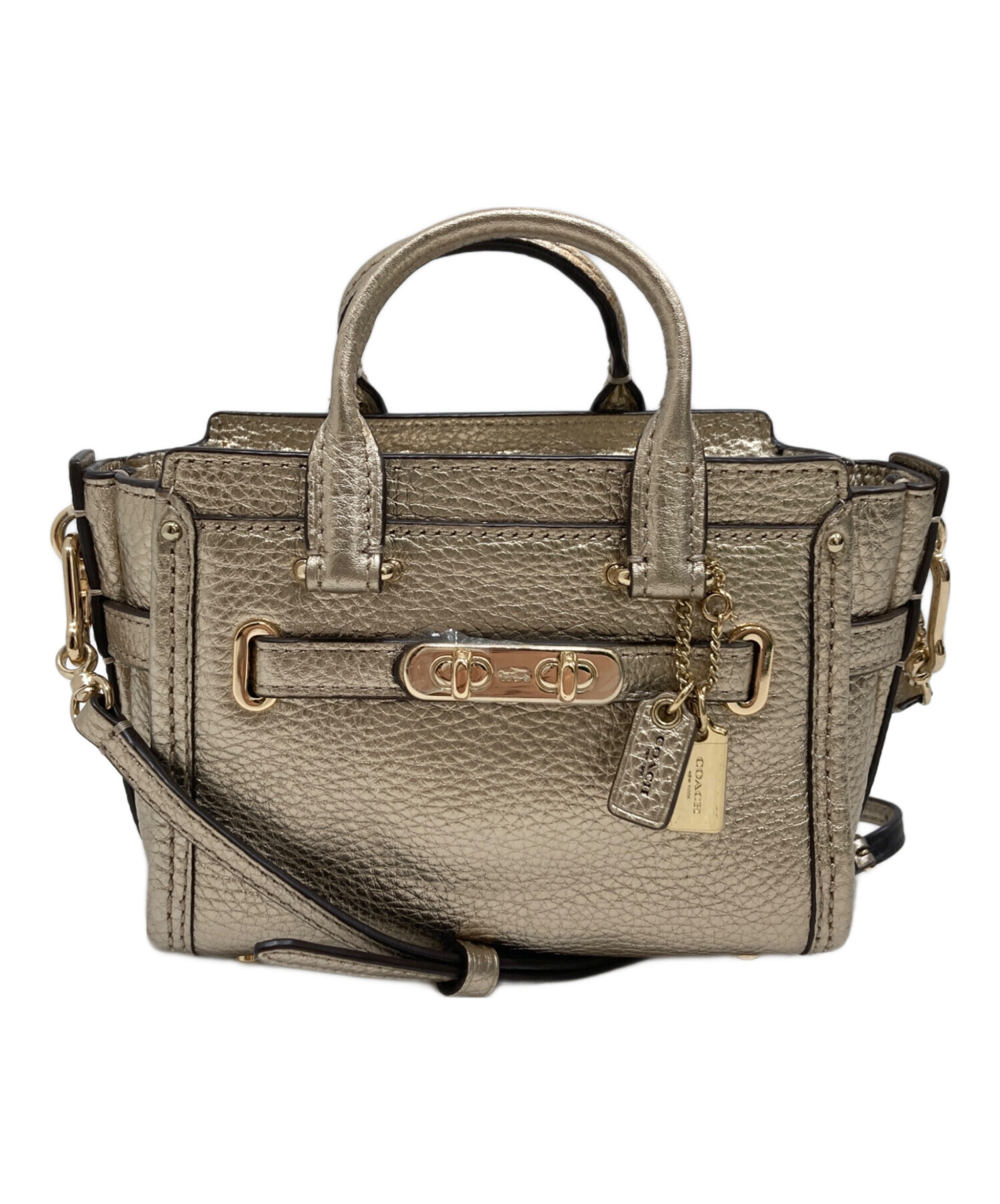 中古・古着通販】COACH (コーチ) ミニショルダーバッグ ゴールド 