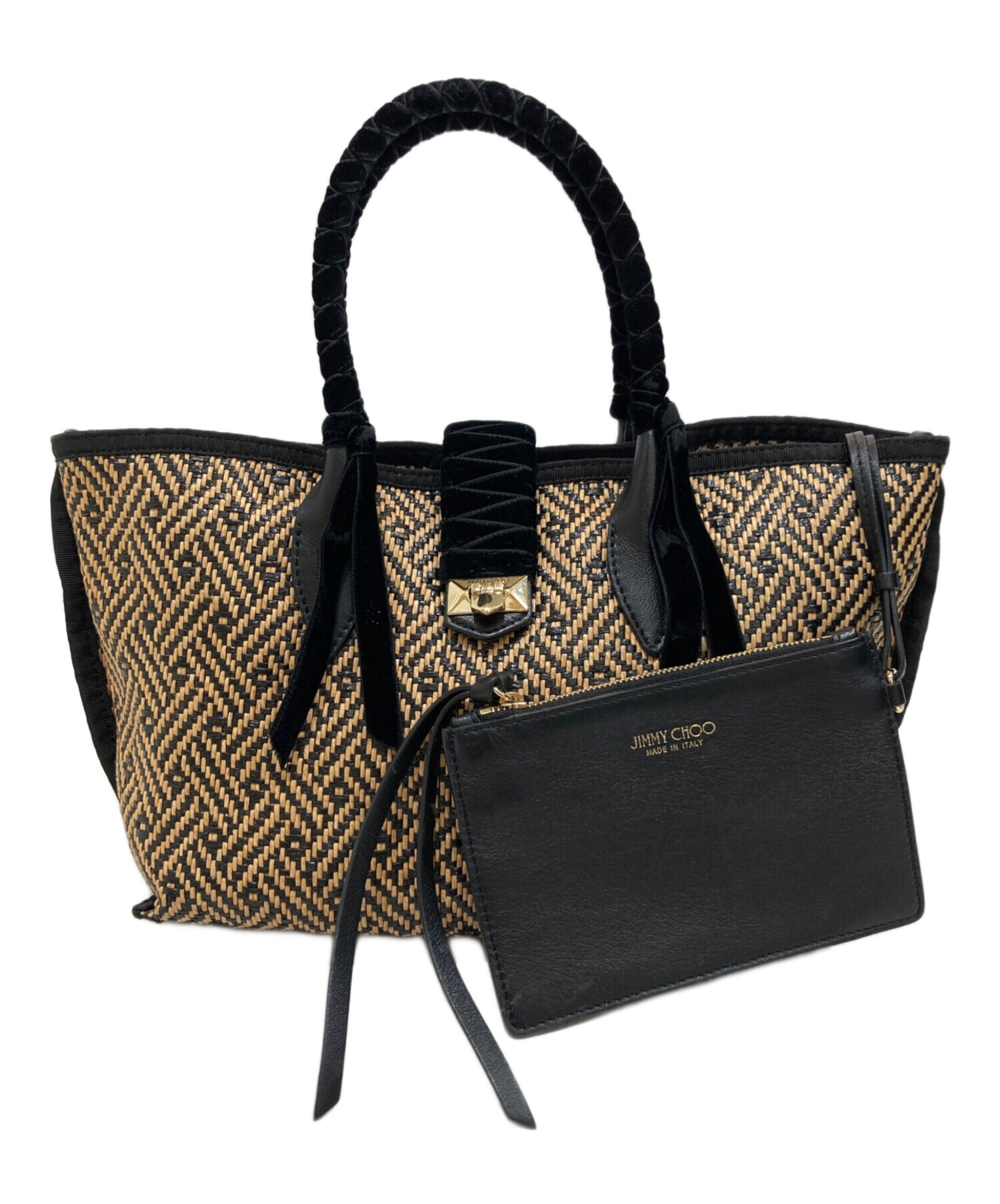 Jimmy Choo ベージュ レザー ハンドバッグ 中古・古着通販】JIMMY CHOO (ジミーチュウ) ハンドバッグ ベージュ