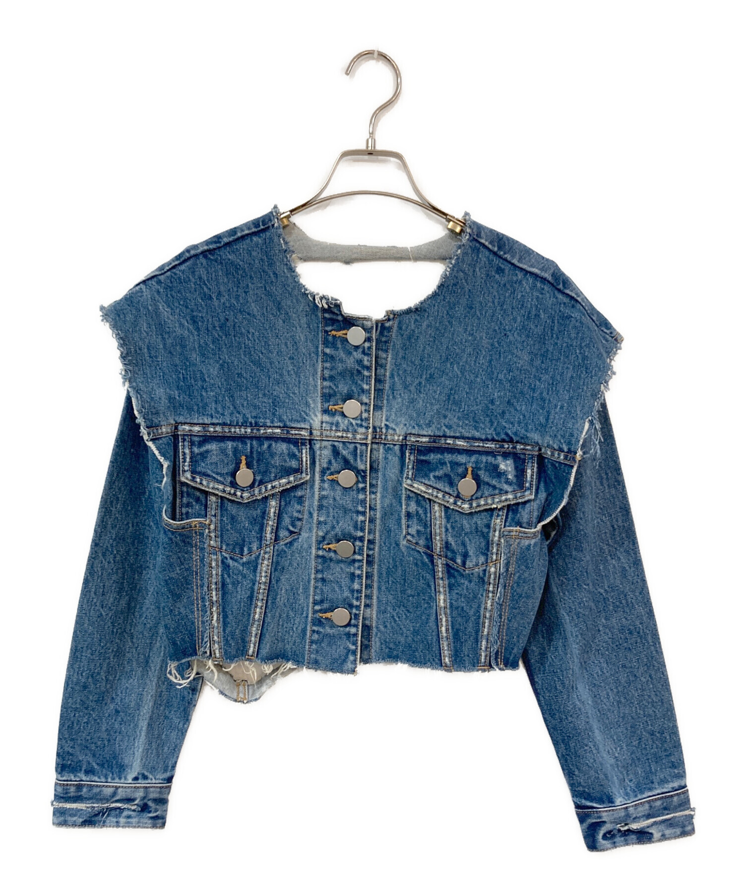 中古・古着通販】PERVERZE (パーバーズ) ダメージ加工ショート丈デニム