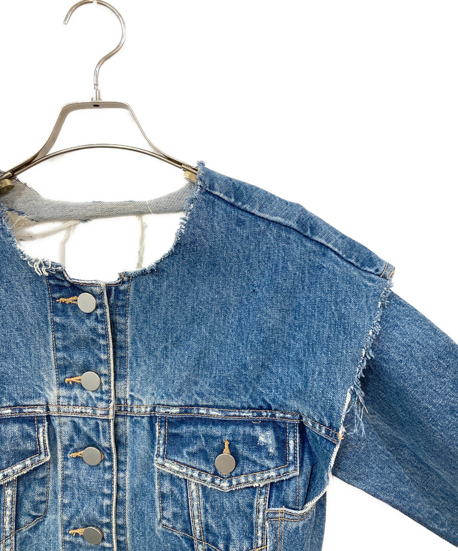 中古・古着通販】PERVERZE (パーバーズ) ダメージ加工ショート丈デニム