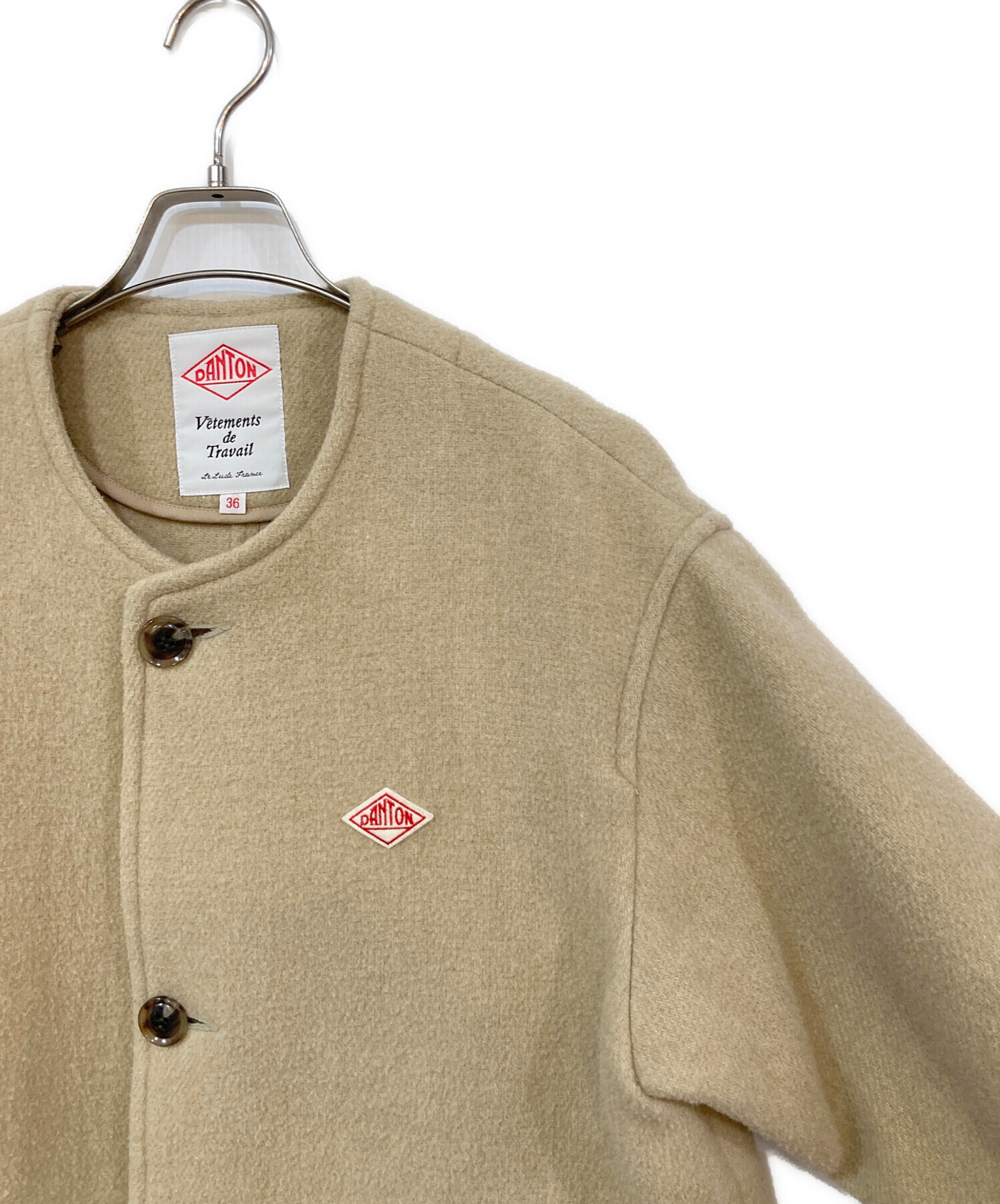 中古・古着通販】DANTON (ダントン) ノーカラーコート ベージュ サイズ