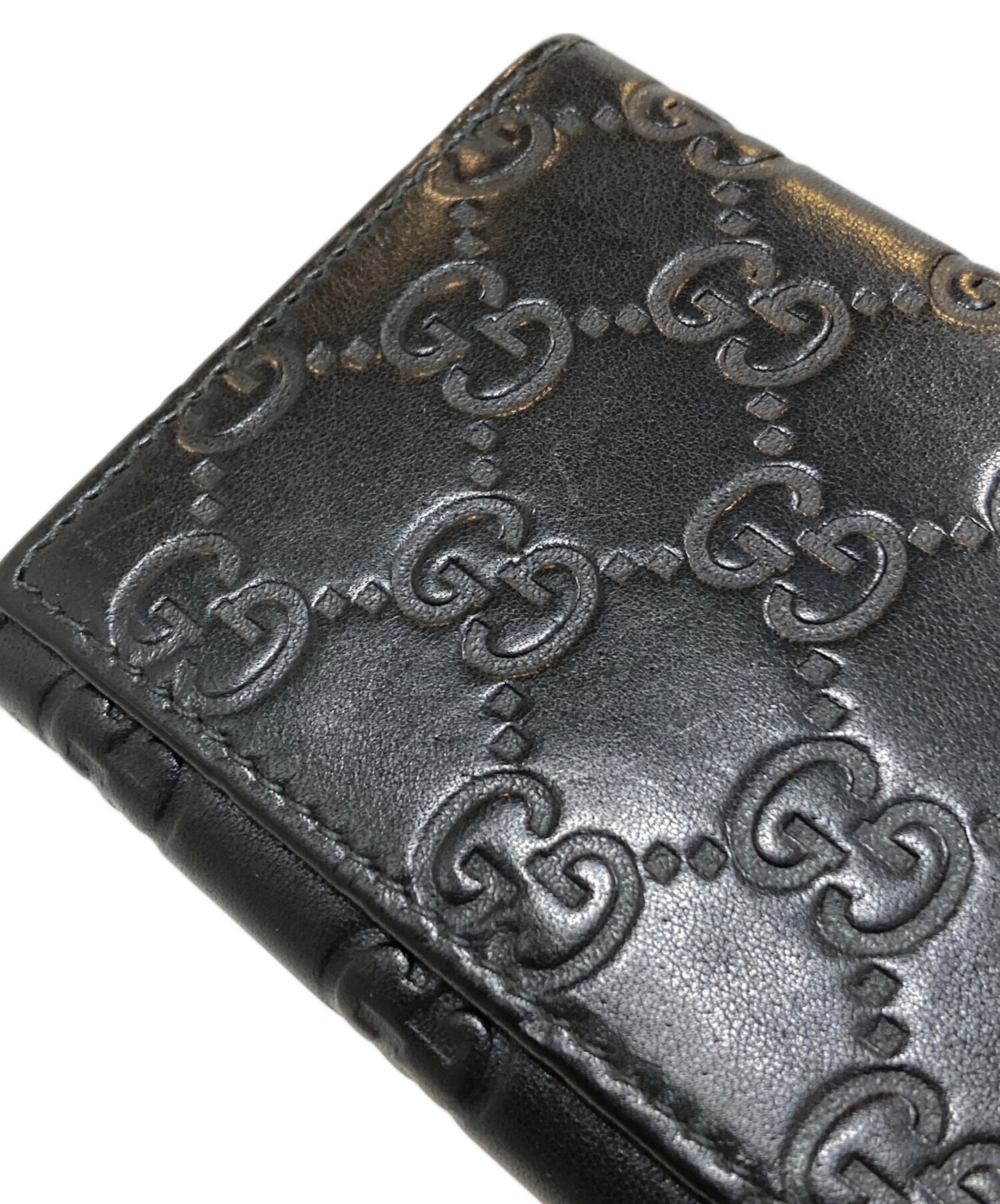 中古・古着通販】GUCCI (グッチ) GGシマ レザー カードケース ブラック
